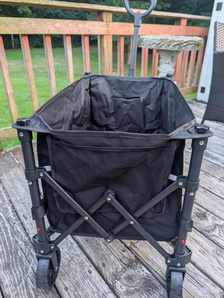 ROSONG Collapsible Wagon Cart with Wheels Foldable - Folding Utility Heavy Duty Wagons Carts for Grocery Sports Garden Shopping Camping Wheelbarrows (Black, 120L) customer photo 1
