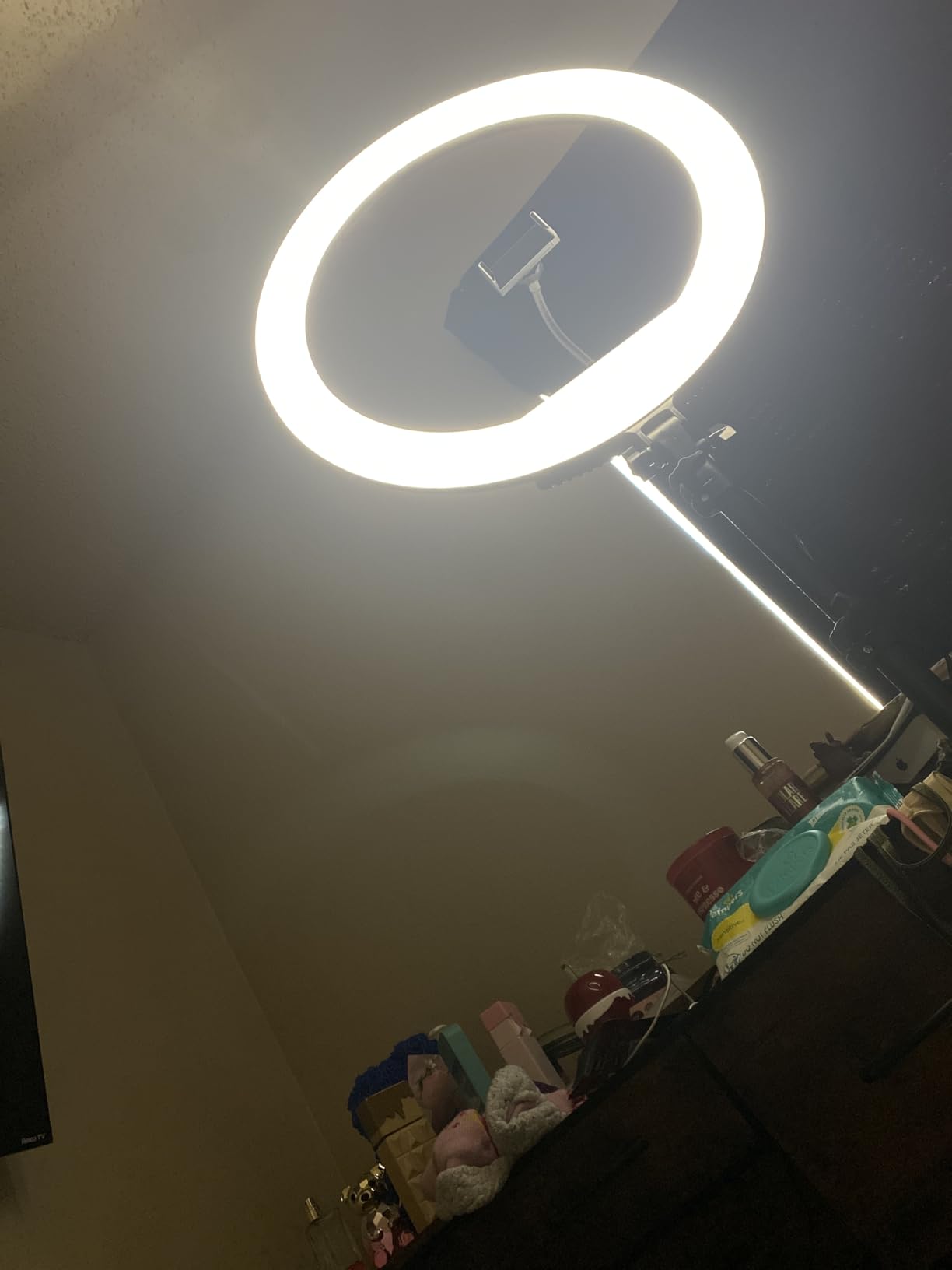Hagibis 21 inch Ring Light with Stand Outer 55W 5600k Dimmable LED Light, Tripod Stand,and Phone Holder，Remote Controller,Carrying Bag ，CRI 97+ 2540lux, for Streaming Home Office Zoom Call Lighting customer photo 2