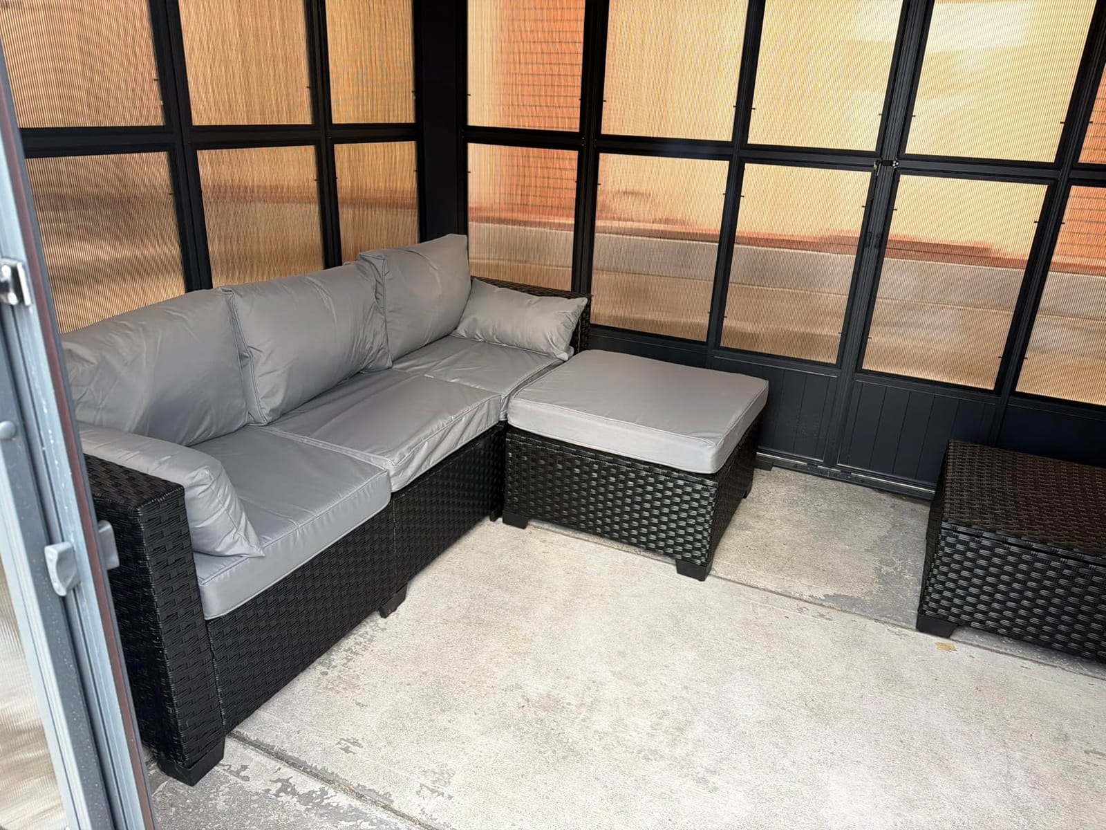 Rattaner 3 Pieces Patio Furniture Set Outdoor Sectional Wicker Patio Furniture Patio Couch with Ottoman and Outdoor Table All-Weather Anti-Slip Cushions Waterproof Covers, Light Grey customer photo 1