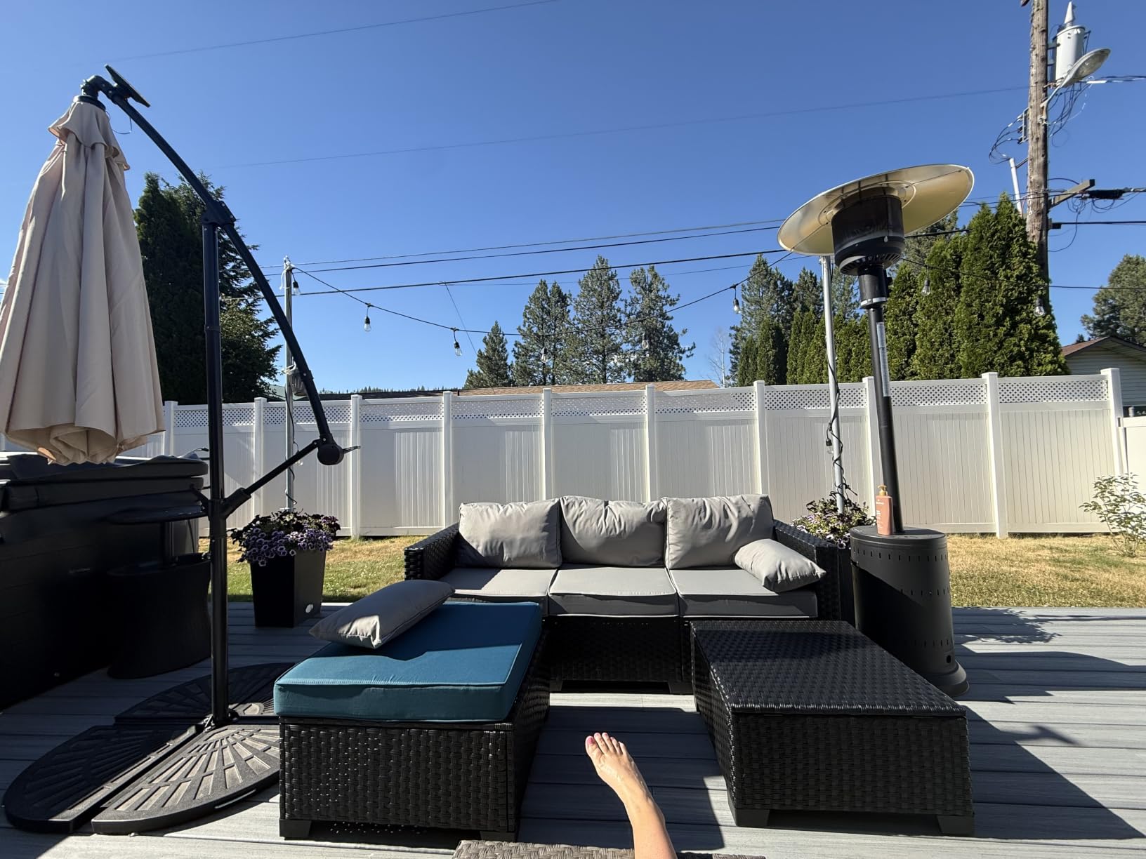 Rattaner 3 Pieces Patio Furniture Set Outdoor Sectional Wicker Patio Furniture Patio Couch with Ottoman and Outdoor Table All-Weather Anti-Slip Cushions Waterproof Covers, Light Grey customer photo 2