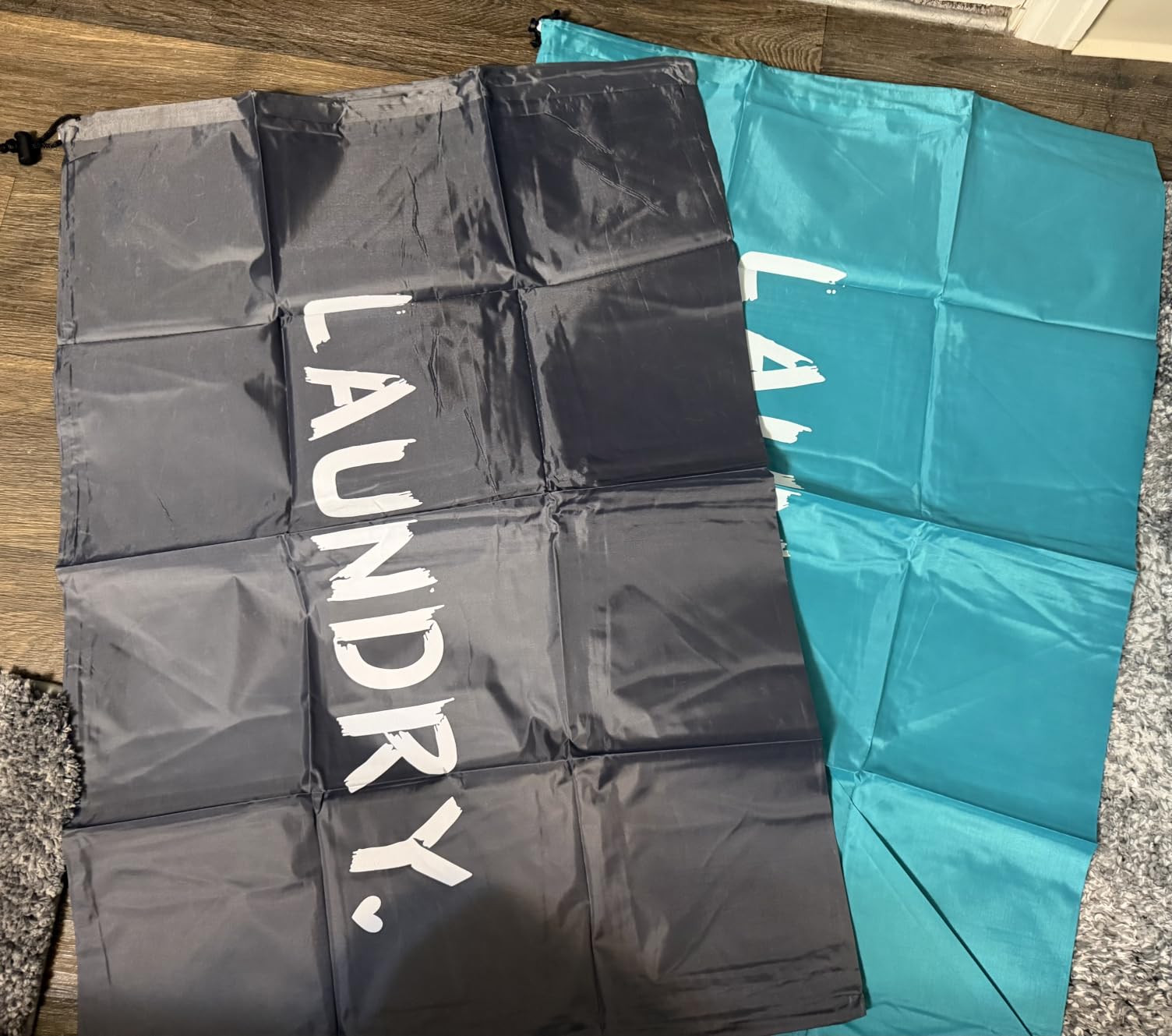 2 Pack XL Travel Laundry Bag, Machine Washable Dirty Clothes Organizer with Drawstring,Large Enough to Hold 4 Loads of Laundry, Easy Fit a Laundry Hamper or Basket Travel Essentials 24