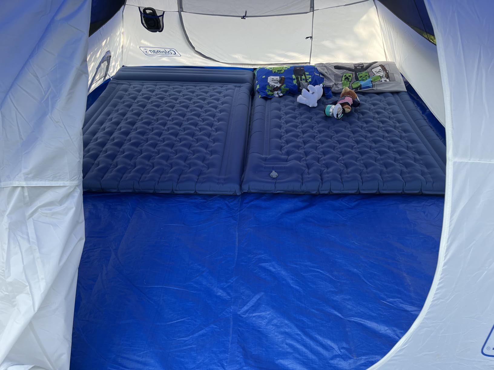 FNARMW Double Sleeping Pad Camping, Self Inflating 6'' Extra-Thick 2 Person Pillow Built-in Foot Pump Waterproof Inflatable Sleeping Mat Backpacking, Tent, Hiking, Portable Camping Pad (Navy Grey) customer photo 1