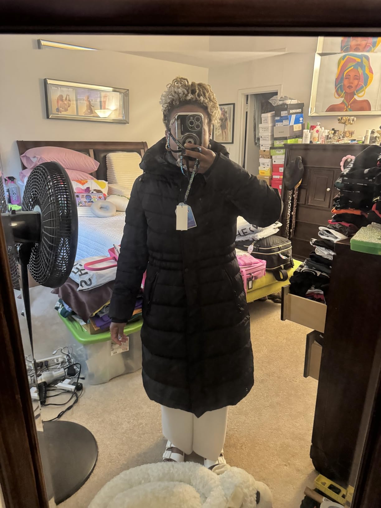 IKAZZ Women's Winter Coats, Thickened Warm Insulated Vegan Down Long Parka Jacket with Hood customer photo 1