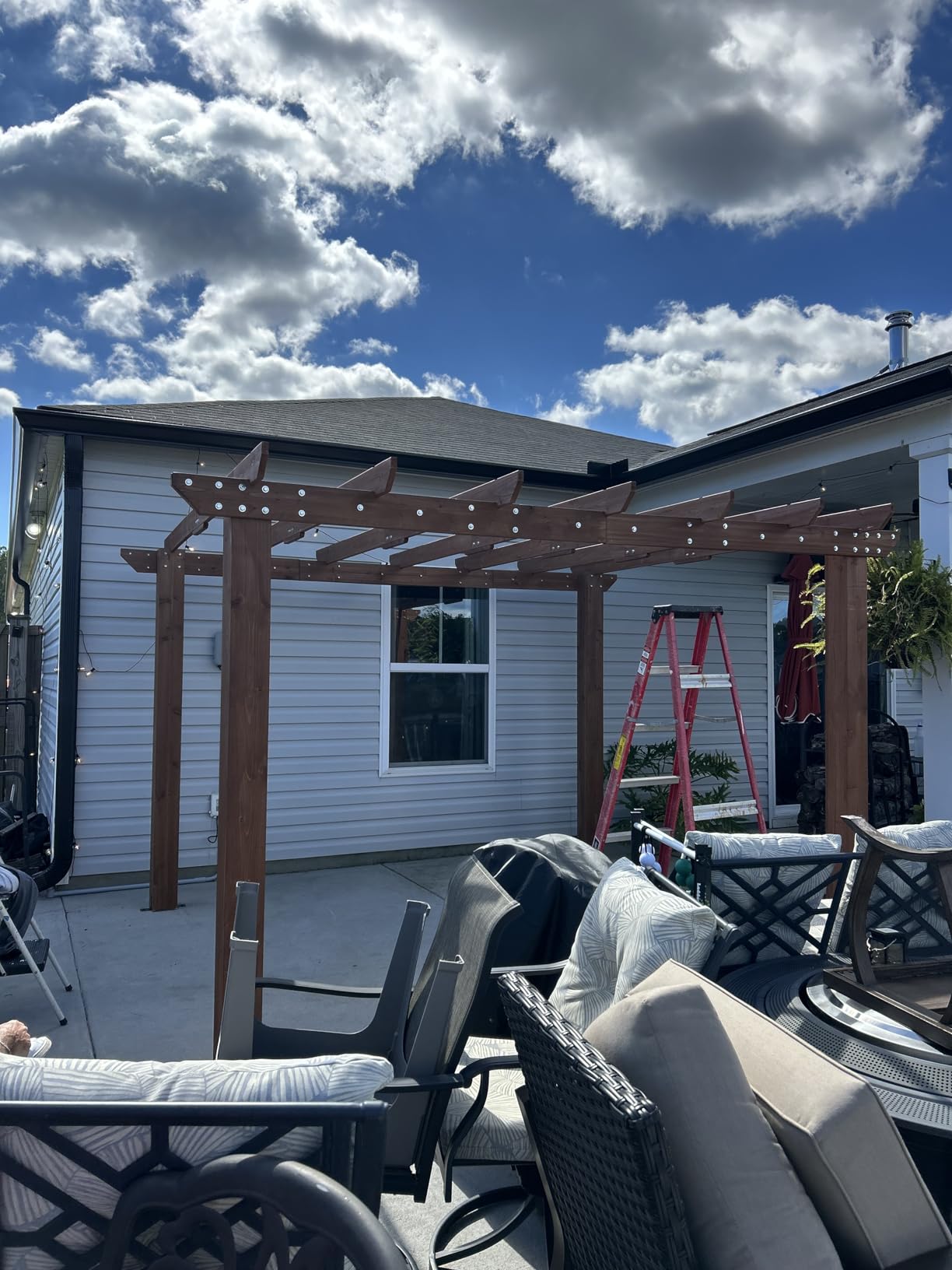 MUPATER 10x12 FT All Cedar Wooden Pergola, Kit with Stakes, Quality Supported Structure, Snow and Wind Supported,Outdoor Pergola with Cedar Framed for Backyard, Deck, Lawn customer photo 2