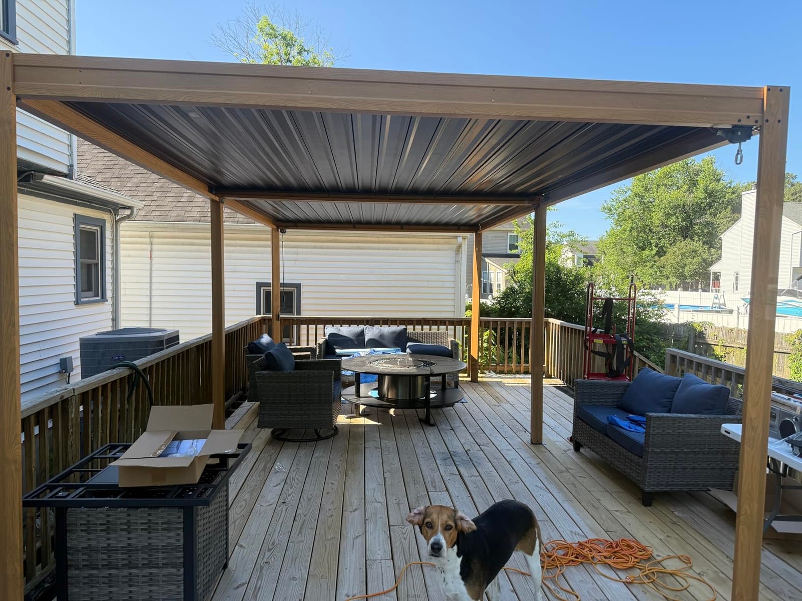 Domi Aluminum Louvered Pergola 10x10, Outdoor Metal Pergola, Grey customer photo 2