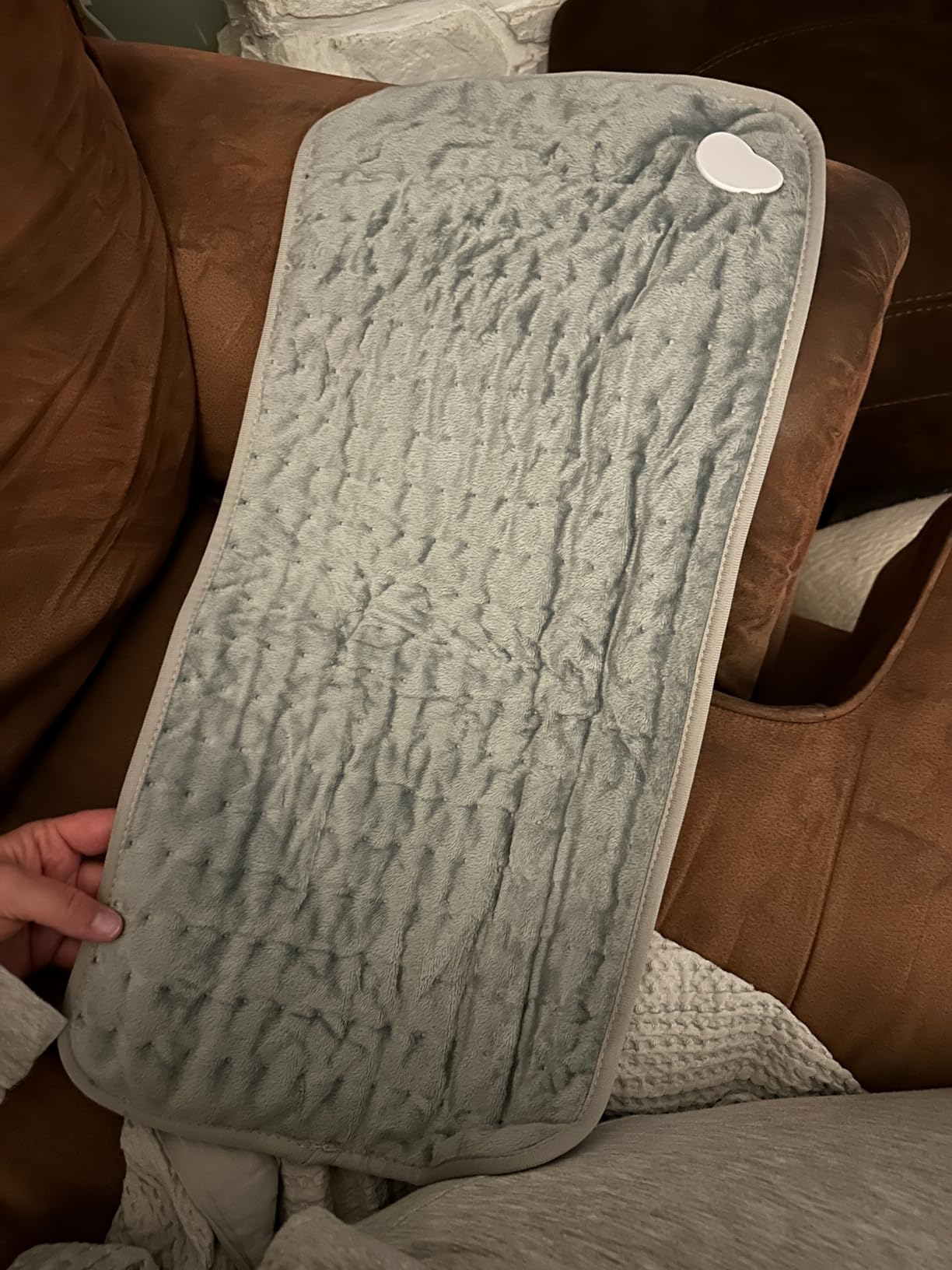 Heating Pad,Heated Blanket,Heating Pad for Back Neck,Grey,24x12 Inch customer photo 1