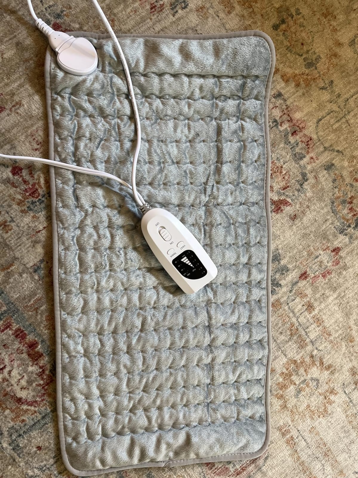 Heating Pad,Heated Blanket,Heating Pad for Back Neck,Grey,24x12 Inch customer photo 2