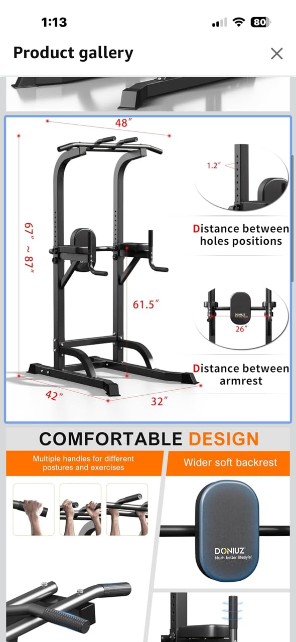DONIUZ Power Tower Pull Up Bar and Dip Station, Multi-Function Home Gym, Strength Training Fitness Equipment, Height Adjustable customer photo 2
