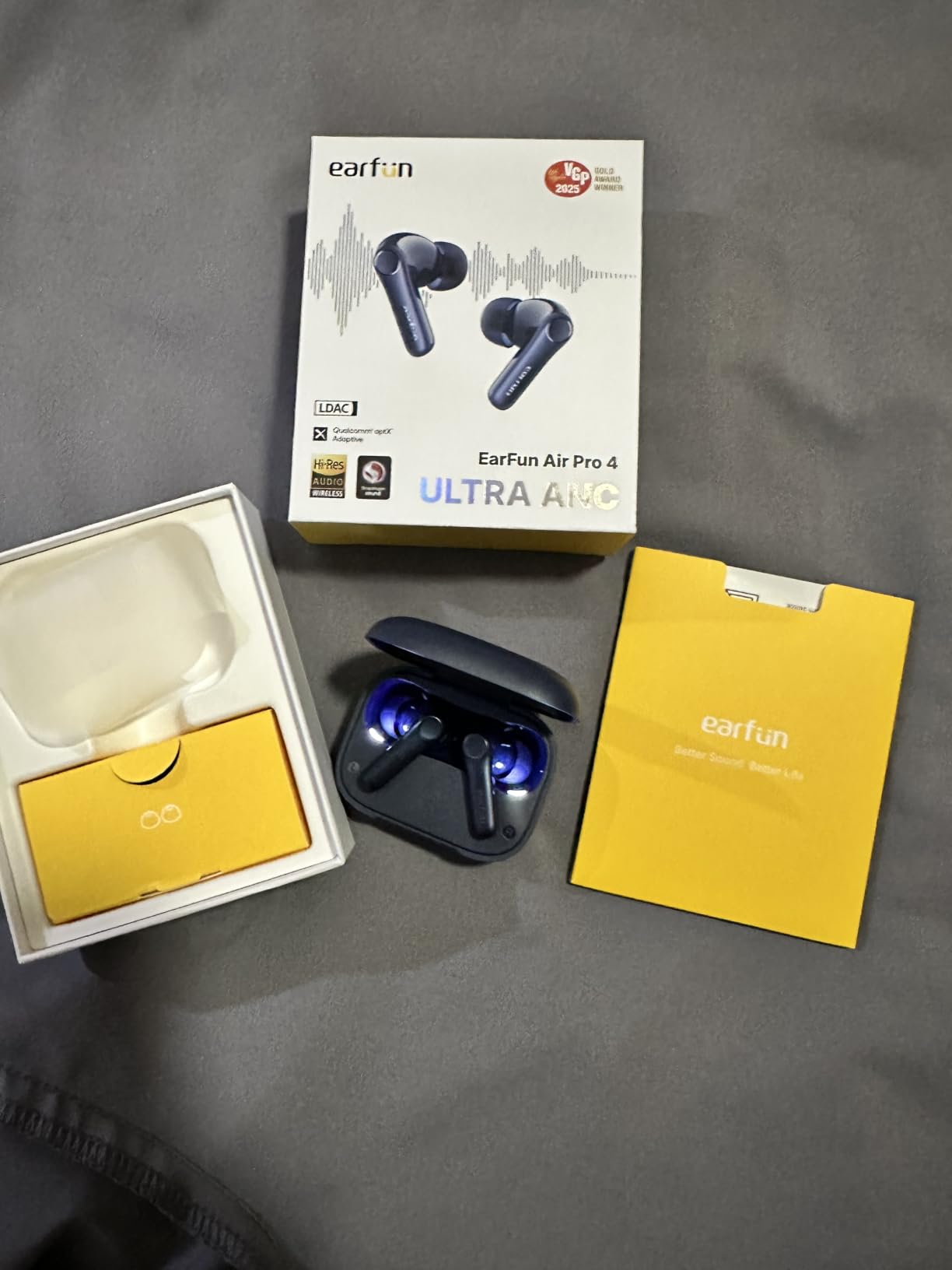 EarFun Air Pro 4 Adaptive Hybrid Noise Canceling Wireless Earbuds, Qualcomm Snapdragon Sound, aptX™ Lossless, 6 Mics AI CVC 8.0 Call, LDAC Hi-Res Audio, 52H Playtime, Bluetooth 5.4, in-Ear Detection customer photo 1