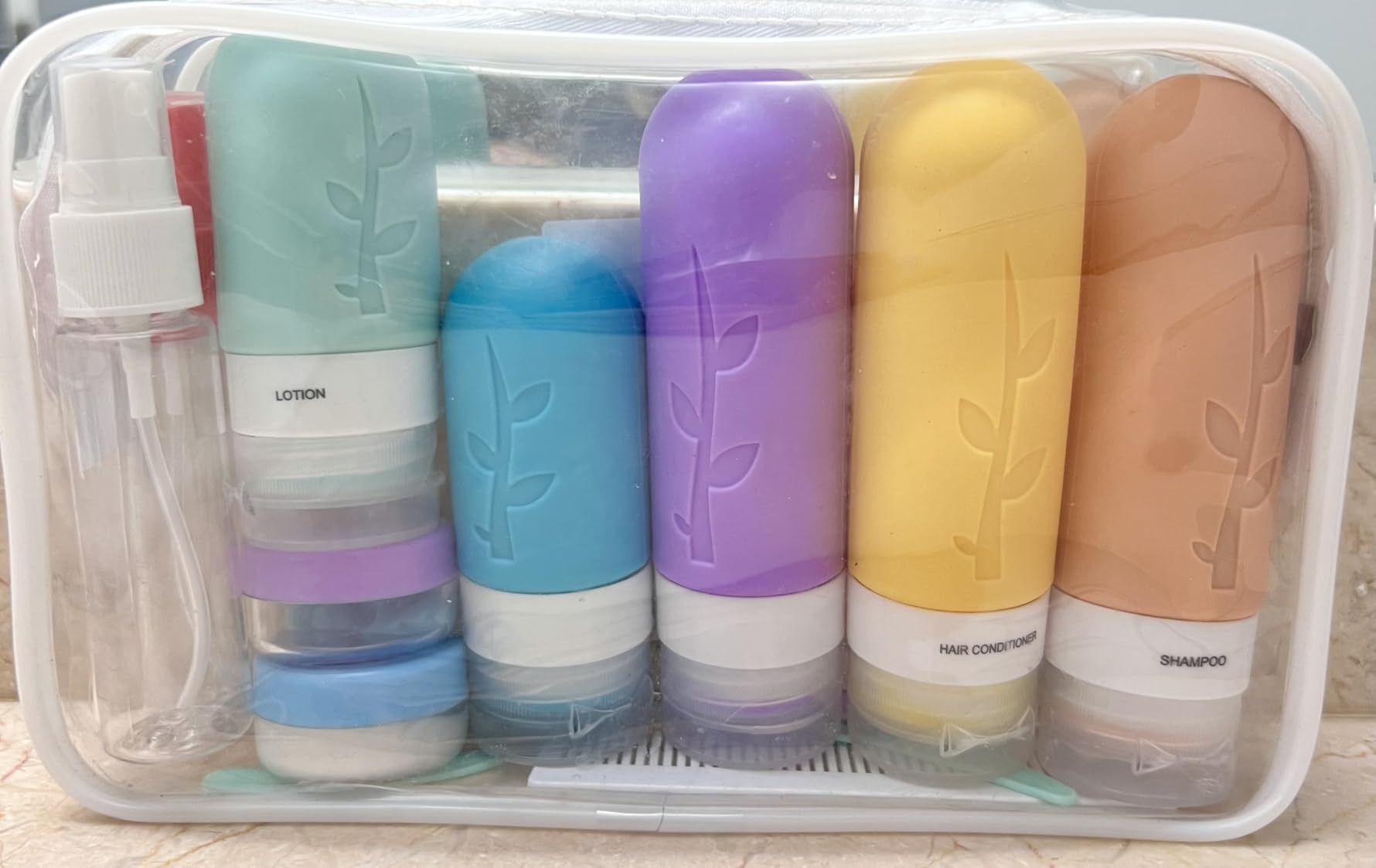 Aeomni 19pack TSA Approved Travel Bottles for Toiletries - Silicone travel size Containers, Leak Proof Size Toiletries, Refillable Shampoo and Conditioner Bottles, Travel Essentials customer photo 2
