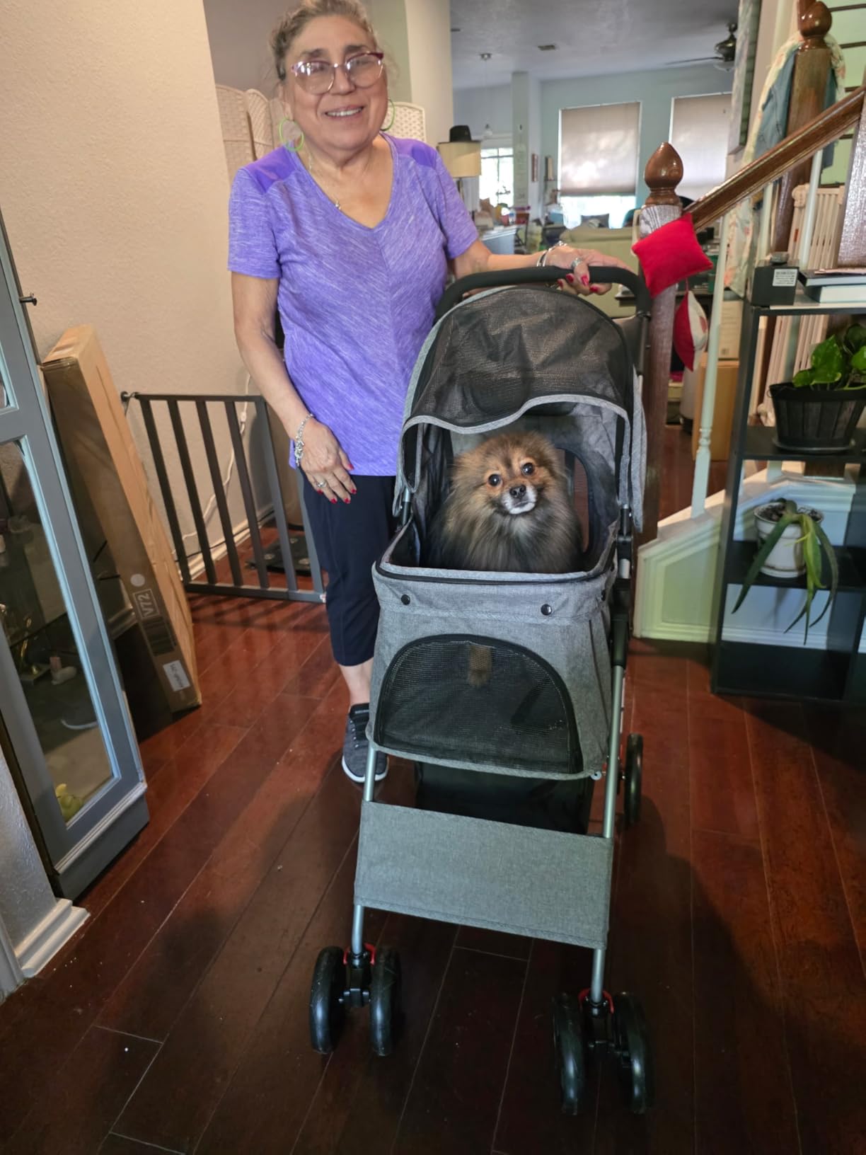 ZENY Foldable Pet Stroller, Cat/Dog Stroller with 4 Wheels customer photo 1