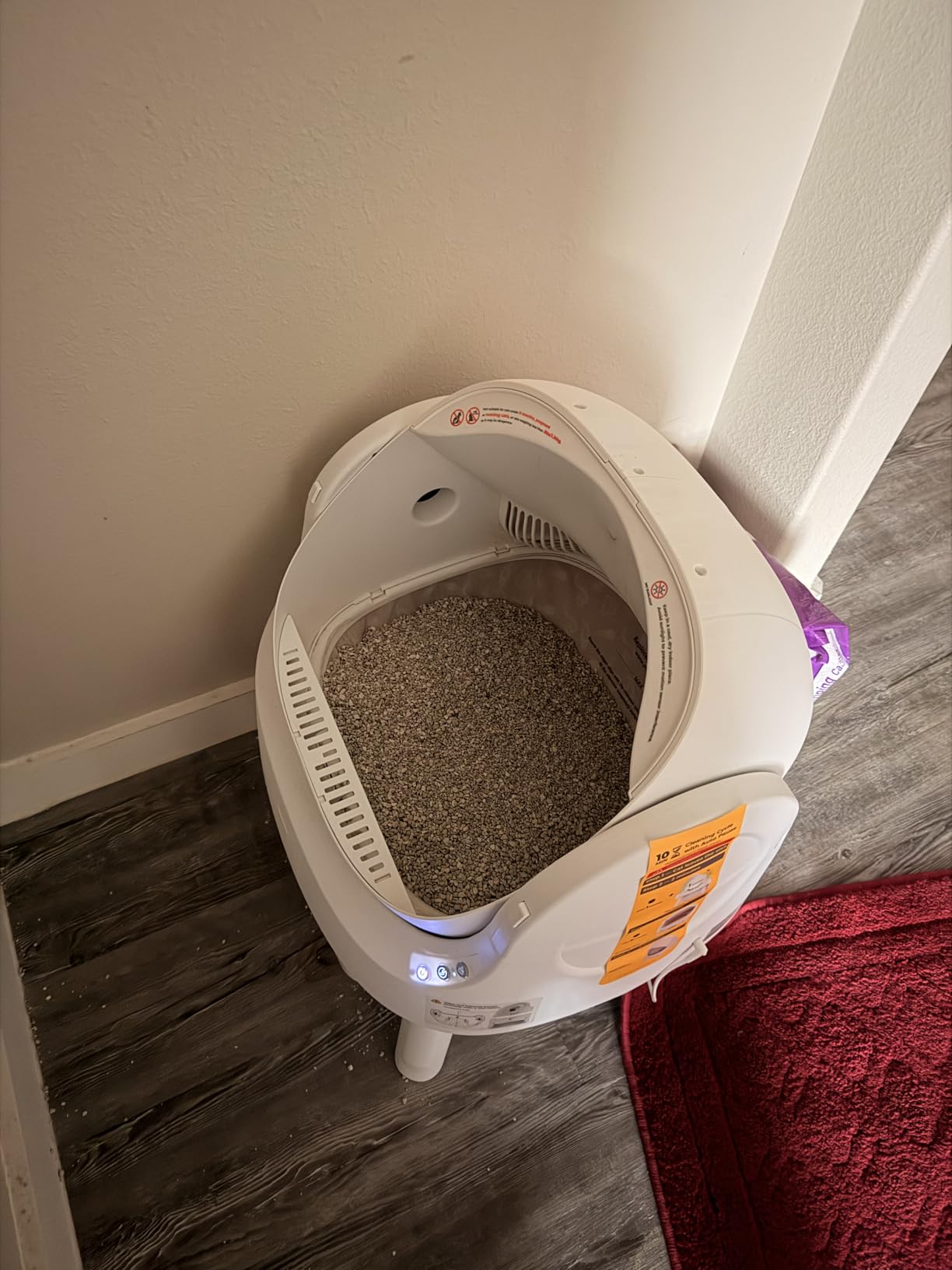 PetPivot Self Cleaning Litter Box, Open Top Automatic Litter Box for Multiple Cats, Multiple Layer Safety Protection, Liners and Mat Included, White customer photo 1