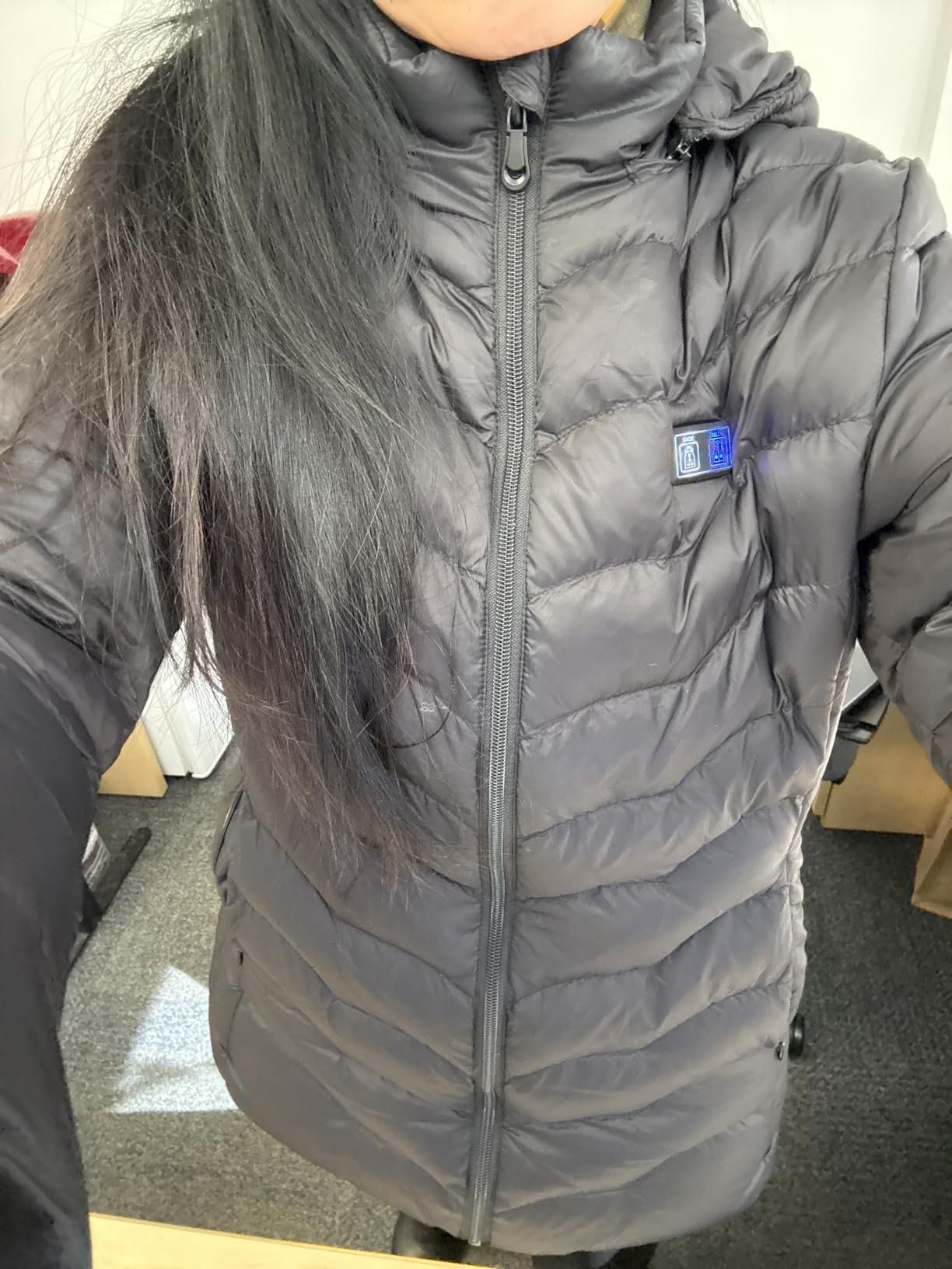 OAOA innovation Womens Heated Jacket with 10000mAh Battery Pack, Dual Control Button Heated Coat customer photo 2