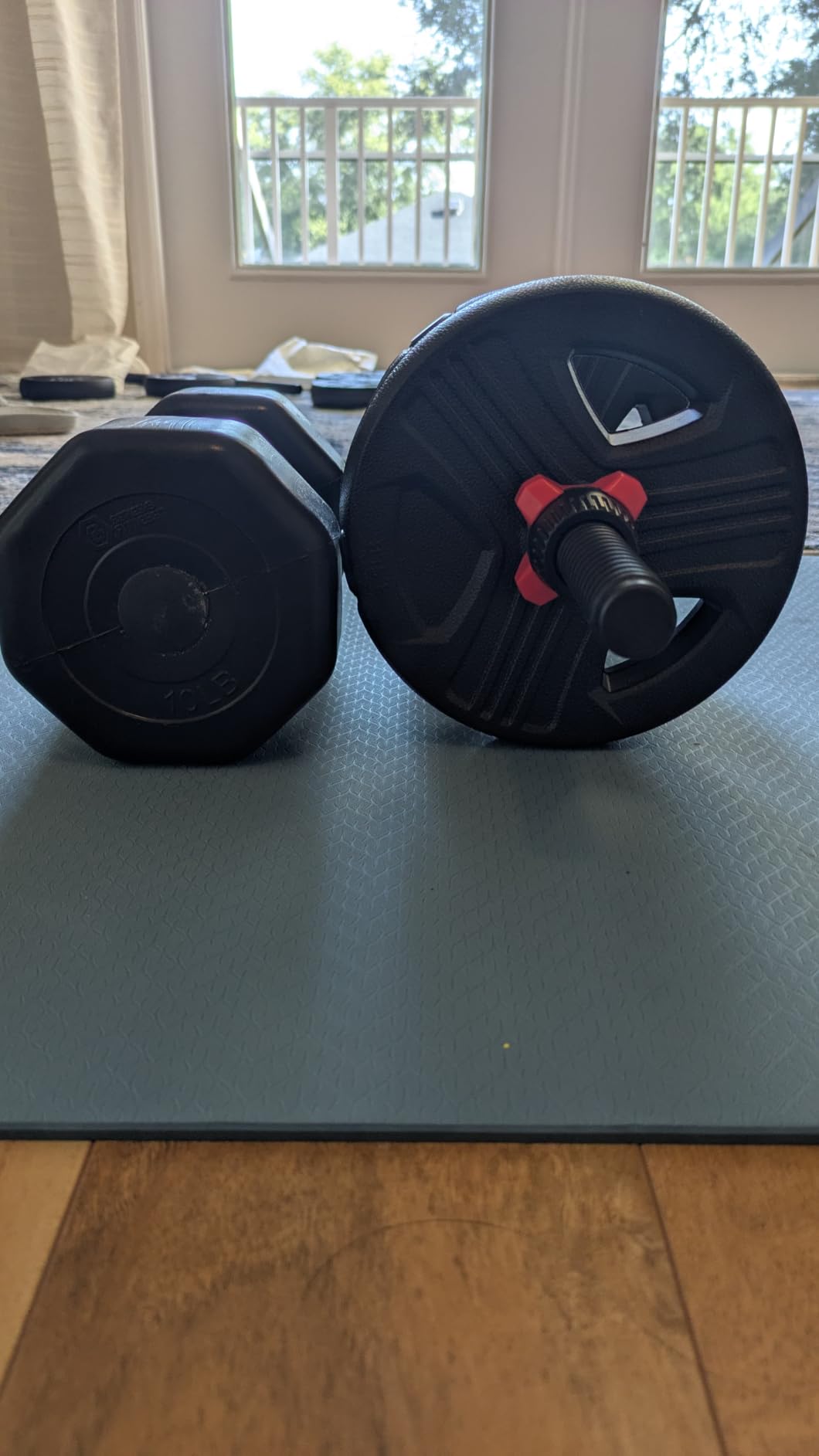 Adjustable dumbbell set,20/35/45/55/70/90lbs Free Weights set with upgraded nut, 5 in 1 Weight Set Used as Kettlebells, Barbell, Push up Stand, Fitness Exercise for Home Gym Suitable Men/Women customer photo 1