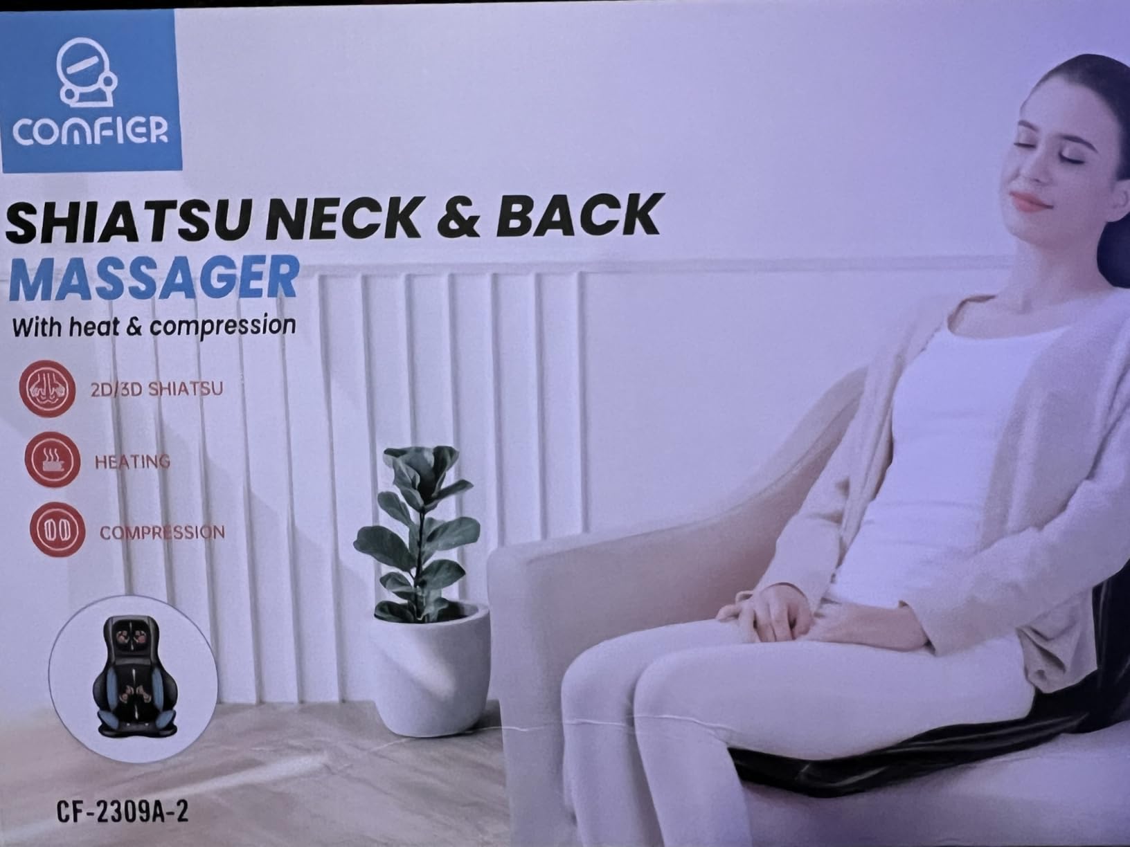 COMFIER Back Massager for Pain Relief Deep Tissue, Shiatsu Neck and Back Massager with Heat, Rolling & Compression Massage Chair Pad for Office Chair, Full Body Massage Chair Gift for Mom Dad customer photo 2
