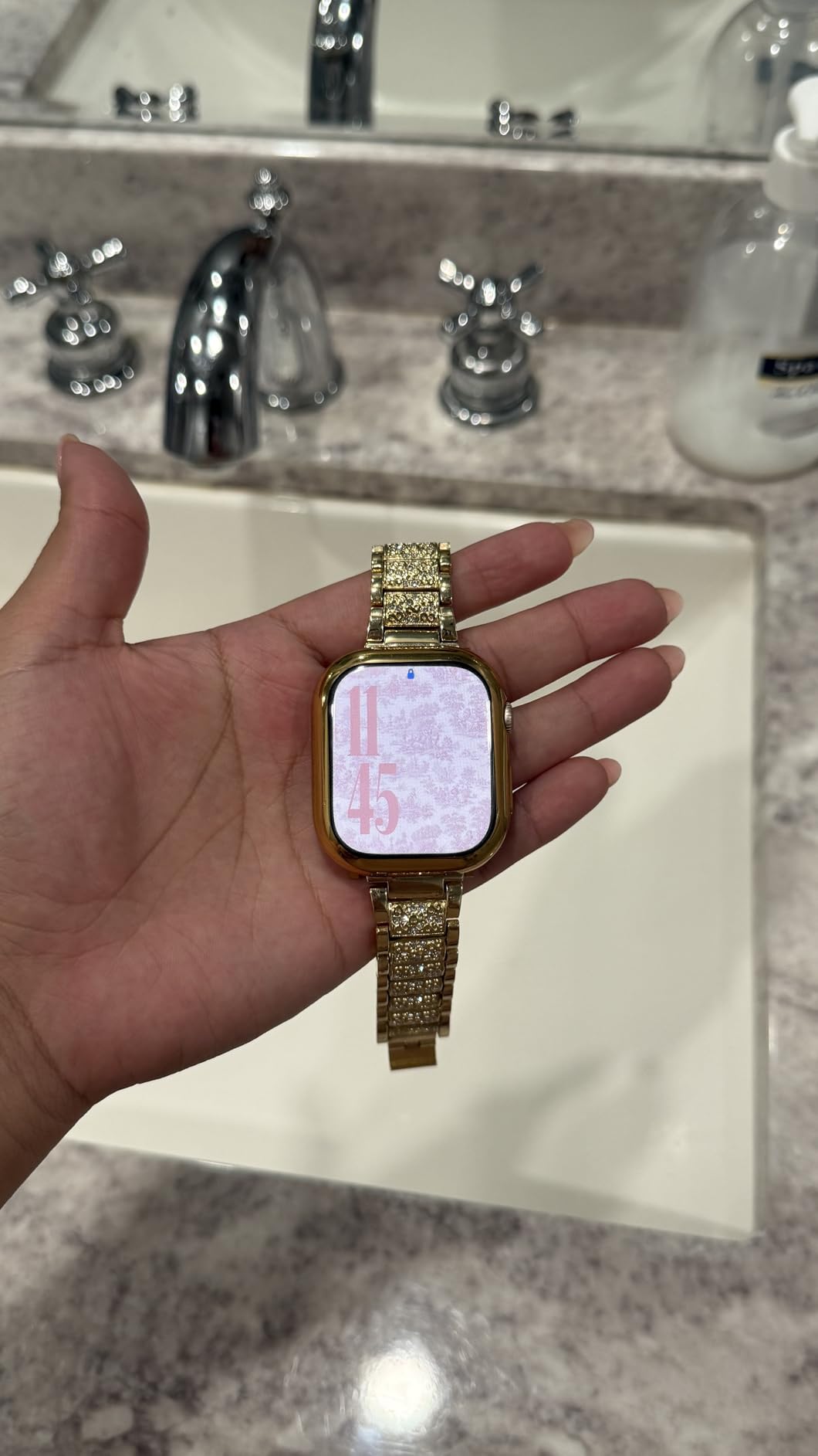 Apple Watch Series 10 [GPS 46mm case] Smartwatch with Rose Gold Aluminum Case with Plum Sport Loop. Fitness Tracker, ECG App, Always-On Retina Display, Carbon Neutral customer photo 2