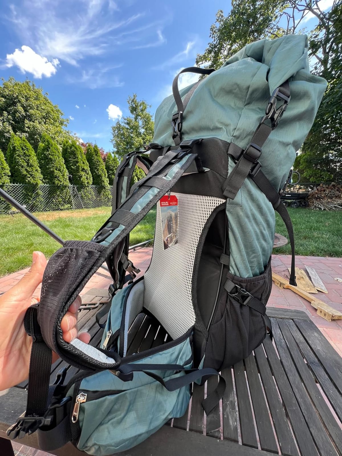 Hiking Backpack,40L to 50L Extra Large Capacity Hiking Bag,Internal Frame Camping Backpack,Upgraded X-PAC Lightweight Sport Daypack Travel Backpack Fit For Mountain Climbing Camping(Grey Green) customer photo 1