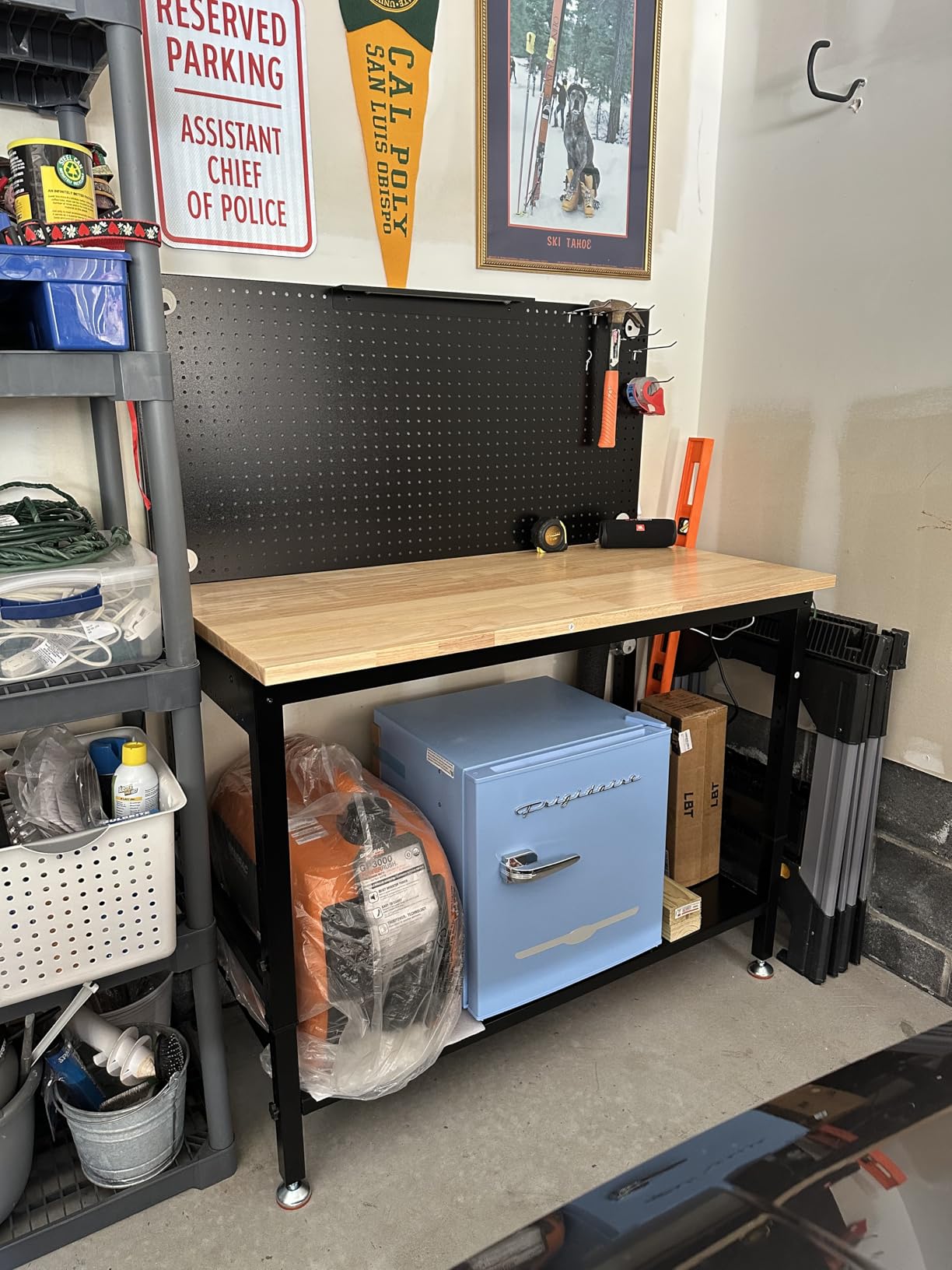 CAMMOO 48x24 Inch Garage Work Bench with Storage, Pegboard & Power Strip customer photo 2