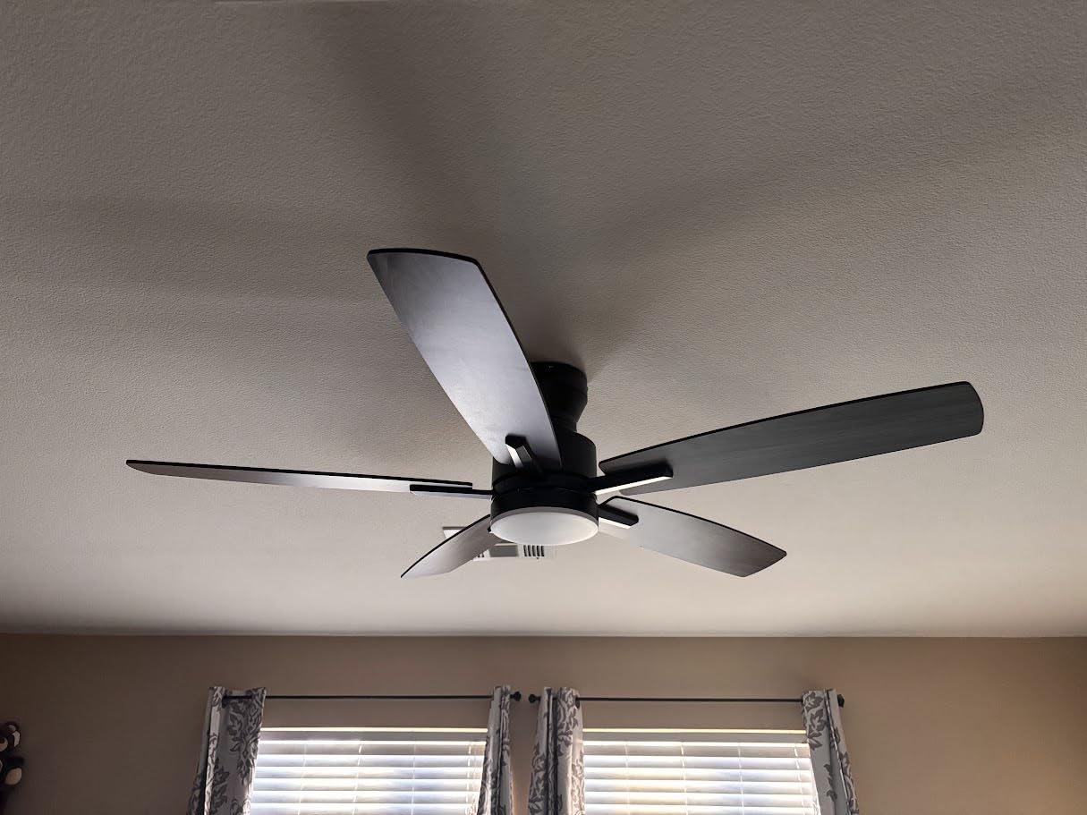 Ohniyou 52'' Low Profile Ceiling Fan with Lights, Remote/APP Control, Black customer photo 1