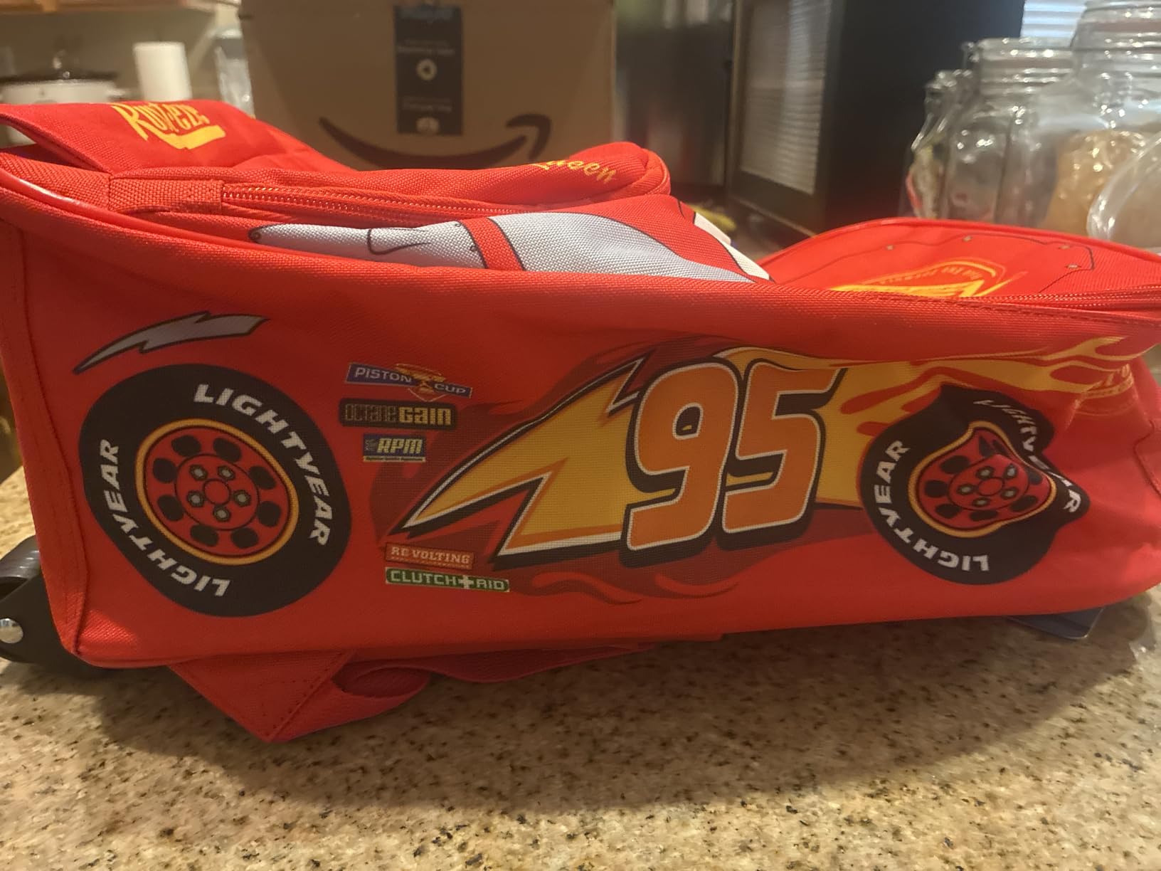 Disney Cars Lightning McQueen Carry-On Luggage with Wheels & Telescopic Handle for Kids 17”– 18.5L, Lightweight Travel Bag for Boys & Girls, Trips & Vacation Gifts customer photo 1