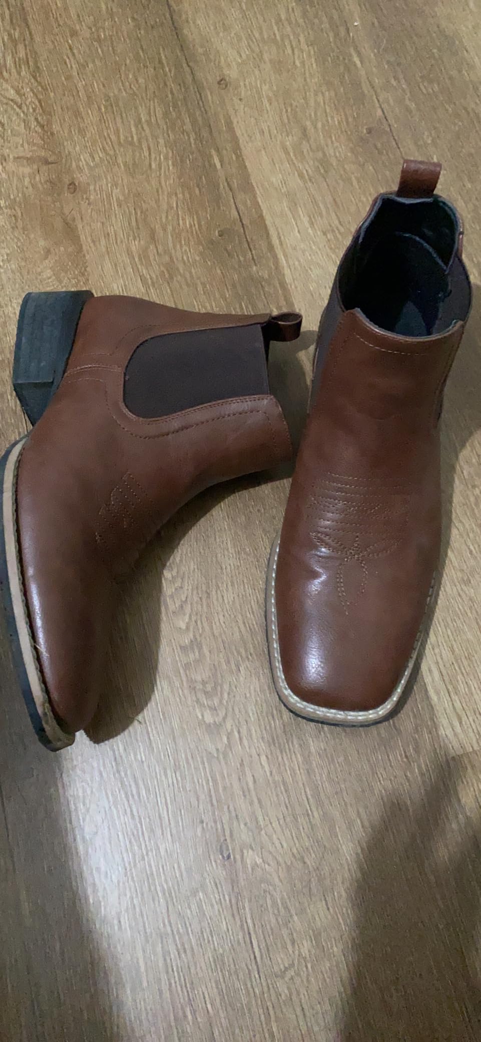 Choiran Western Cowboy Boots for Men - Mens Square Toe Chelsea Boots Ankle Cowboy Boots for Men Casual Retro Stylish Boots customer photo 2