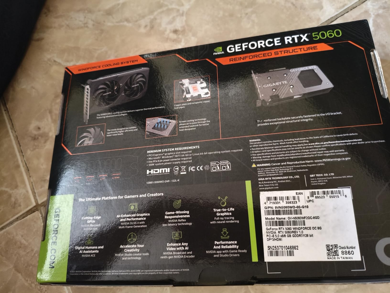 GIGABYTE GeForce RTX 5060 WINDFORCE OC 8G Graphics Card, Cooling System, 8GB 128-bit GDDR7, PCIe 5.0, Manufactured by NVIDIA, DisplayPort & HDMI - Video Output Interface, GV-N5060WF2OC-8GD Video Card customer photo 2