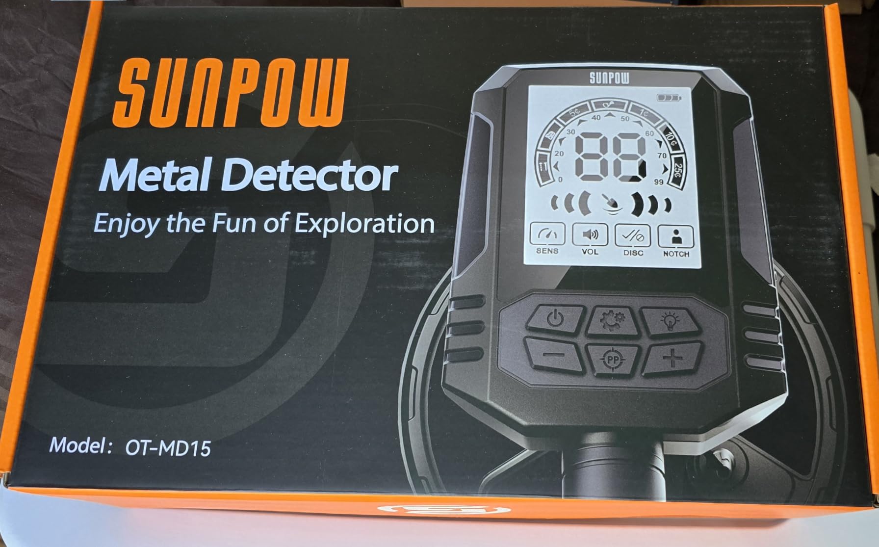 SUNPOW Rechargeable Metal Detector for Adults, 35H Battery Waterproof Gold Detector Kit, 10'' Deep Search Double-D Coil, High Accuracy Pinpointer for Beach, Saltwater & Yard – OTMD15 customer photo 2
