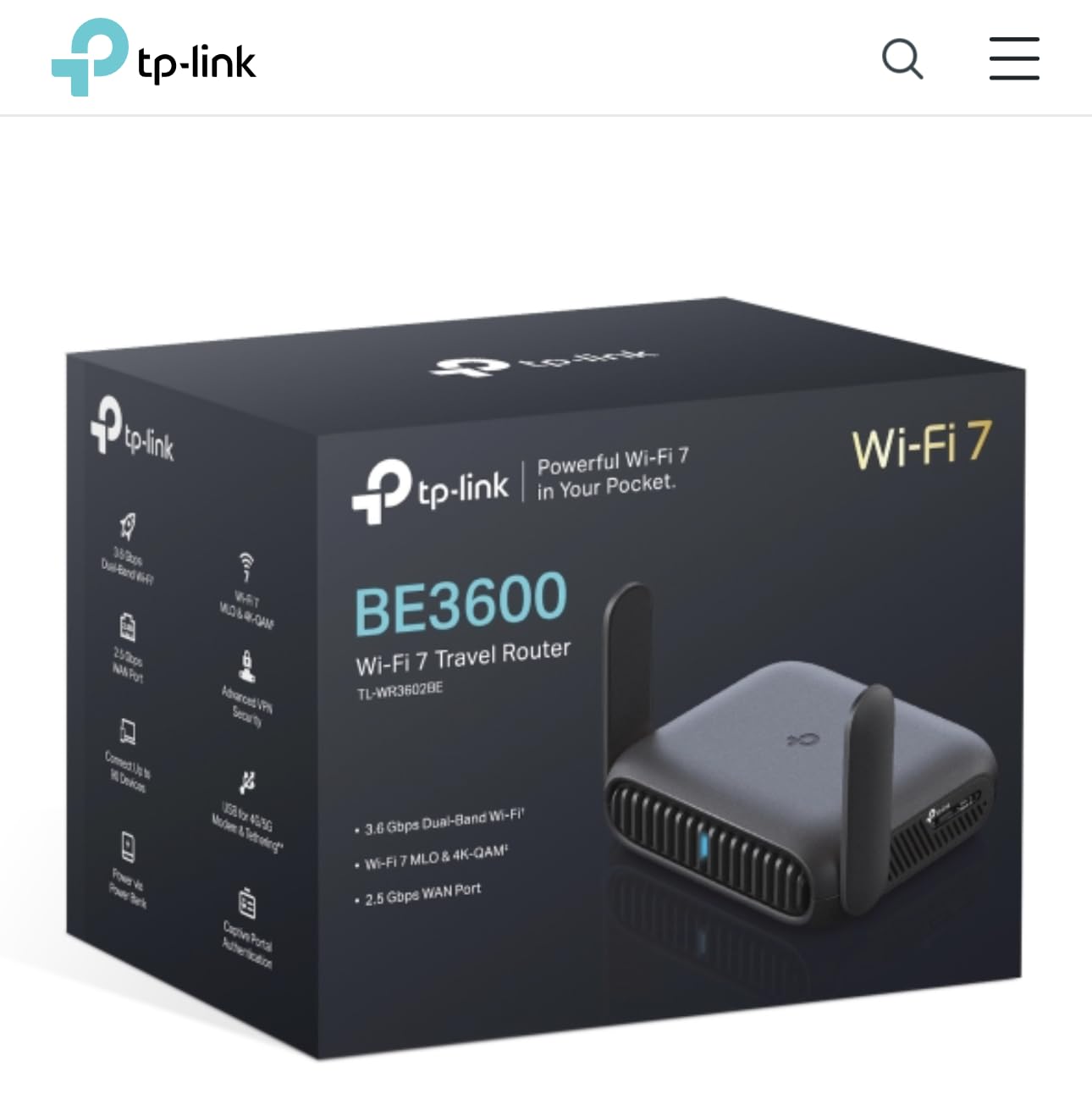 Roam 7 BE3600 Wi-Fi 7 Portable Travel Router Dual-Band, 2.5G Port, USB 3.0 customer photo 1