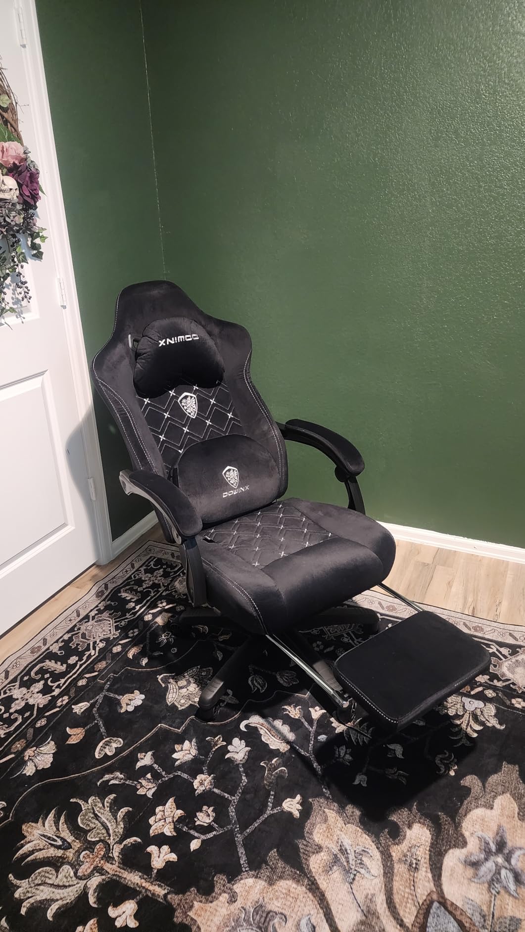 Dowinx Gaming Chair with Heated Massage Lumbar Support,Big and Tall Fabric Gaming Chairs for Adults with Footrest, Ergonomic Computer Game Chair with Poket Spring Cushions, 350lbs, Black customer photo 1