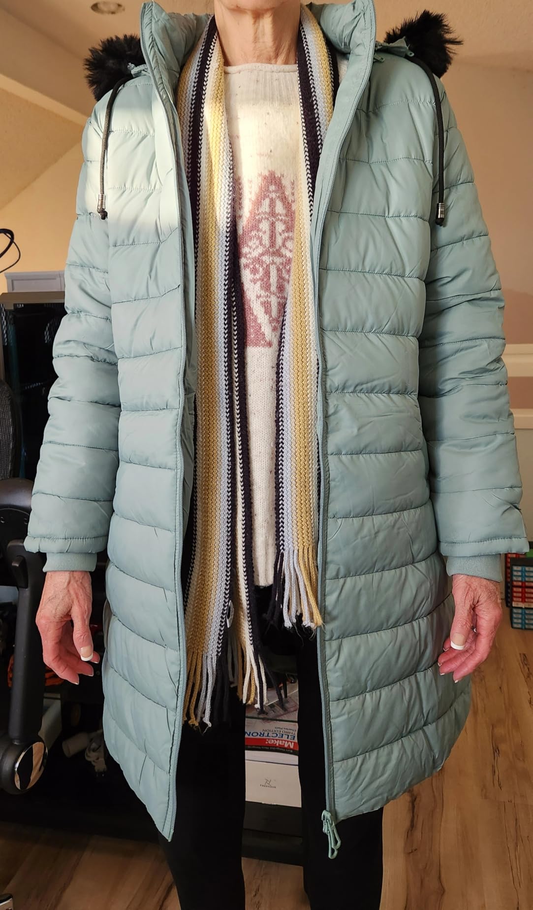 GOLDLADIES Women's Waterproof Long Hooded Down Jacket customer photo 2