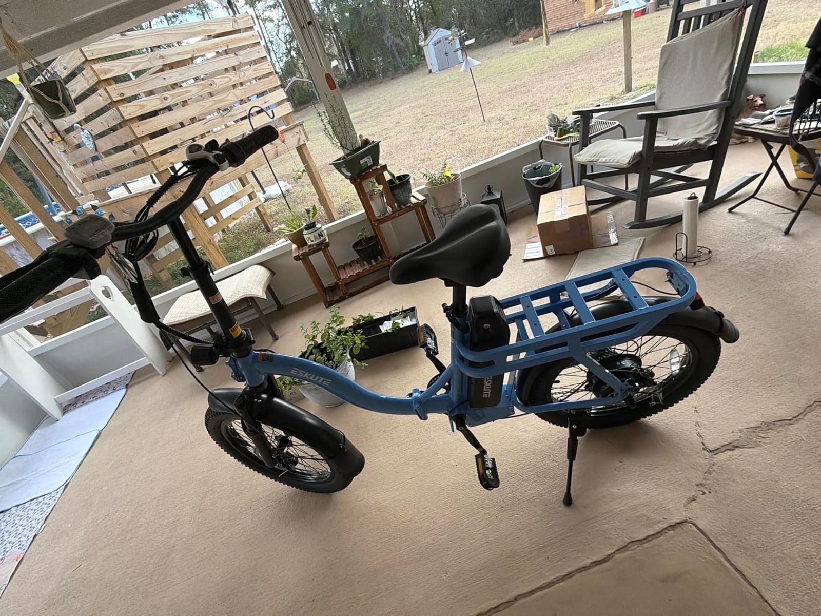 ESKUTE Electric Bike for Adults – 1200W Peak Motor, Folding 20x3 Fat Tire E‑Bike, 48V 13Ah Battery, Step‑Through Cargo Fold Ebike, NFC Unlock, 20+ MPH, 7‑Speed, Up to 55 Miles customer photo 2
