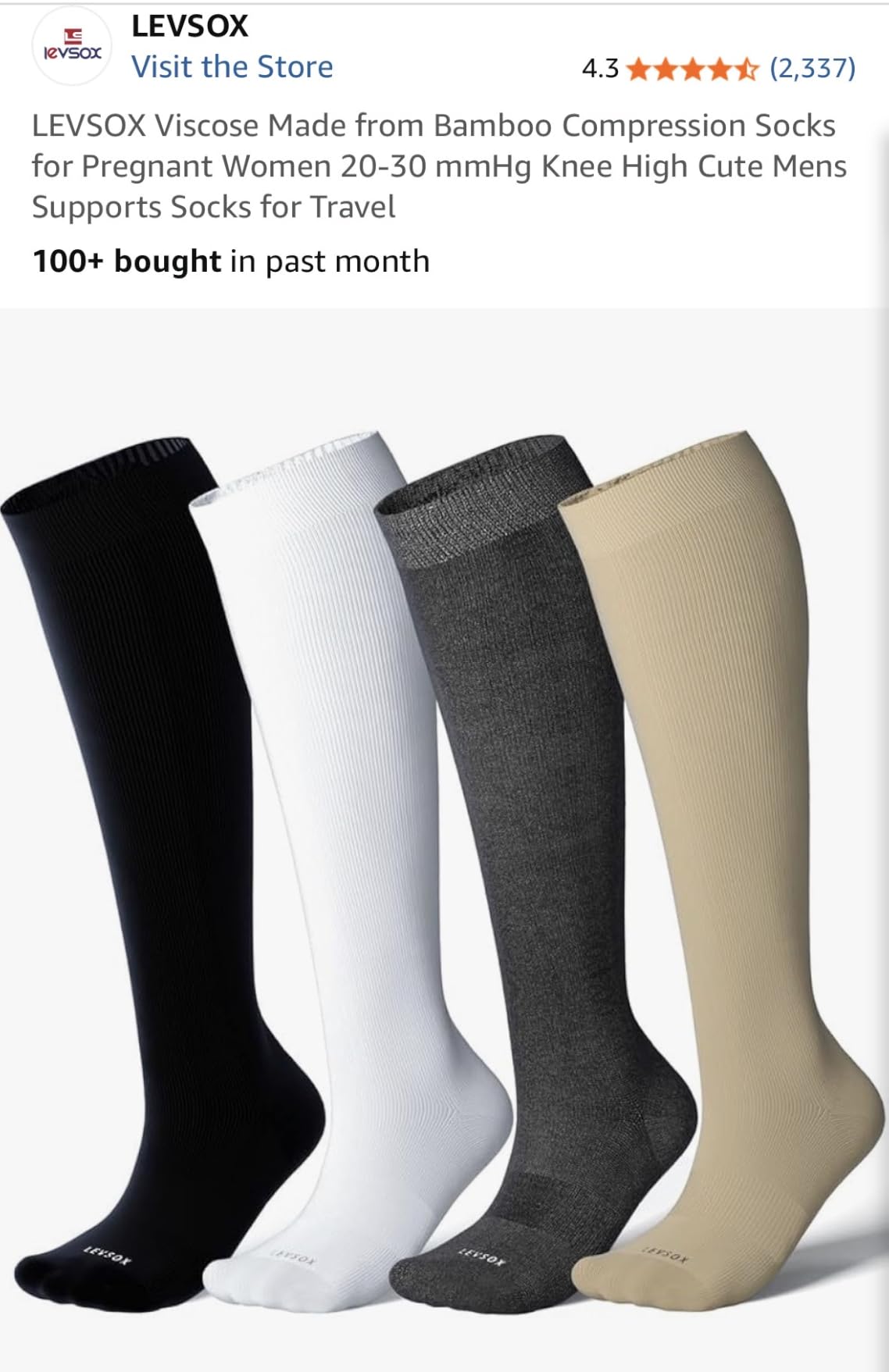 LEVSOX Compression Socks Women and Men, 20-30mmHg, Best for Nurses, Travel, Pregnancy customer photo 1
