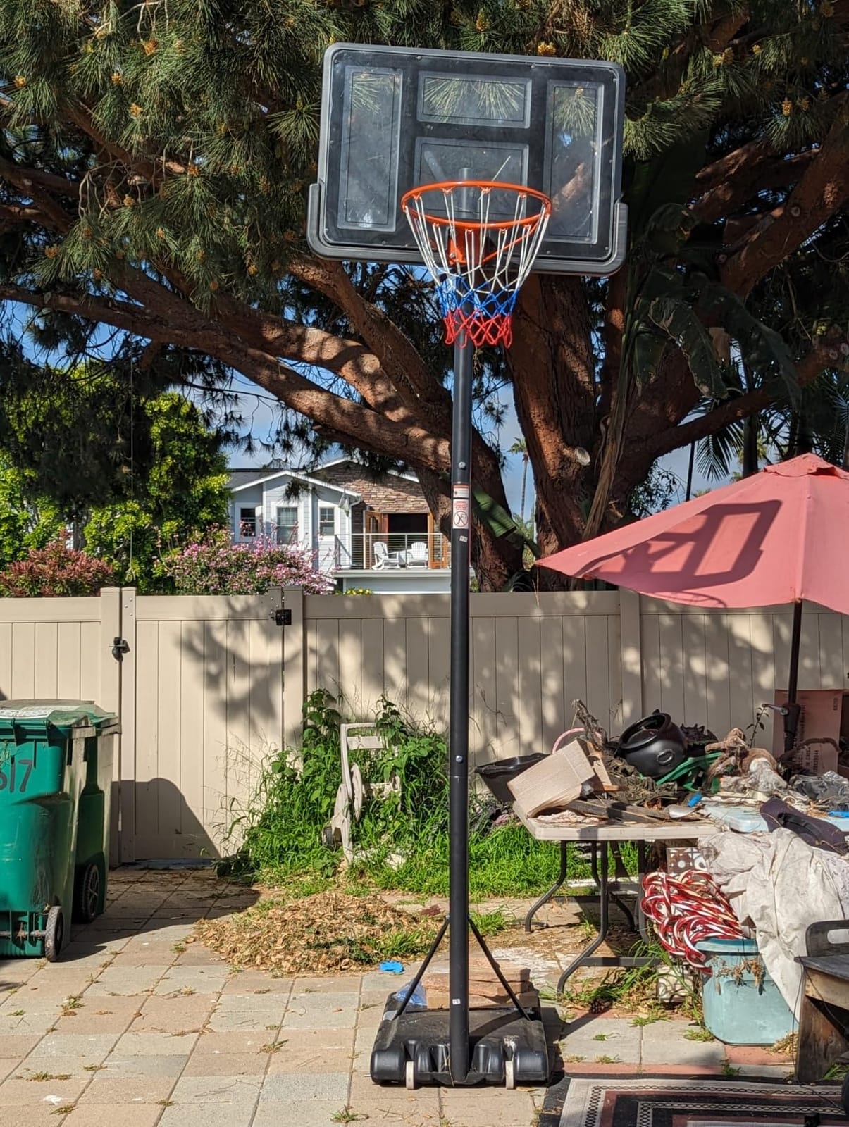 Sweetcrispy Portable Basketball Hoop Outdoor 6.1-10FT Adjustable Height, 44 Inch Shatterproof Backboard/Shock Absorbent Rim, Fillable Base, 2 Wheels for Backyard/Driveway customer photo 1