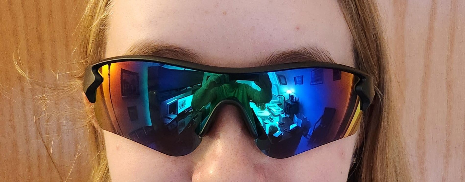 Polarized Sports Sunglasses for Men Women, UV400 One-Piece Lens Sport Shades for Baseball, Running, Cycling, Fishing customer photo 1