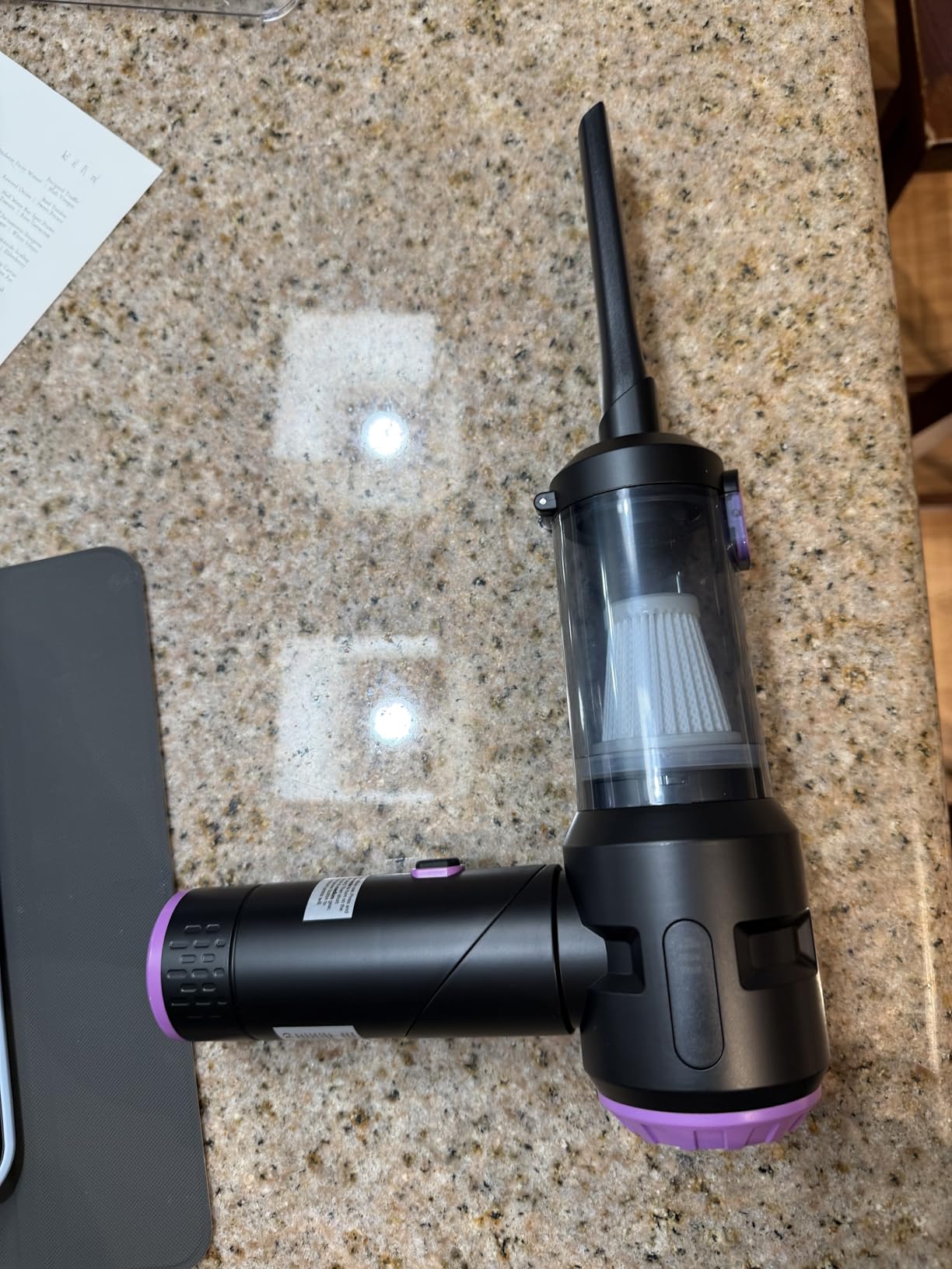Wansimoo Handheld Car Vacuum Cleaner,25000PA Strong Cyclonic Suction Foldable Mini Vacuum Portable Cordless with Digital Display and One Touch Dust Removal for Car, Home, Office, Kitchen (Purple) customer photo 2