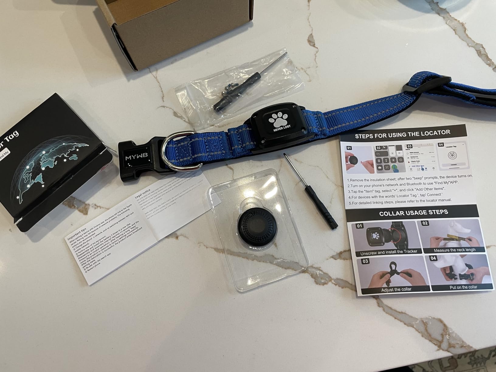 GPS Dog Collar with Tracker, Waterproof, No Monthly Fee, Blue, L customer photo 2