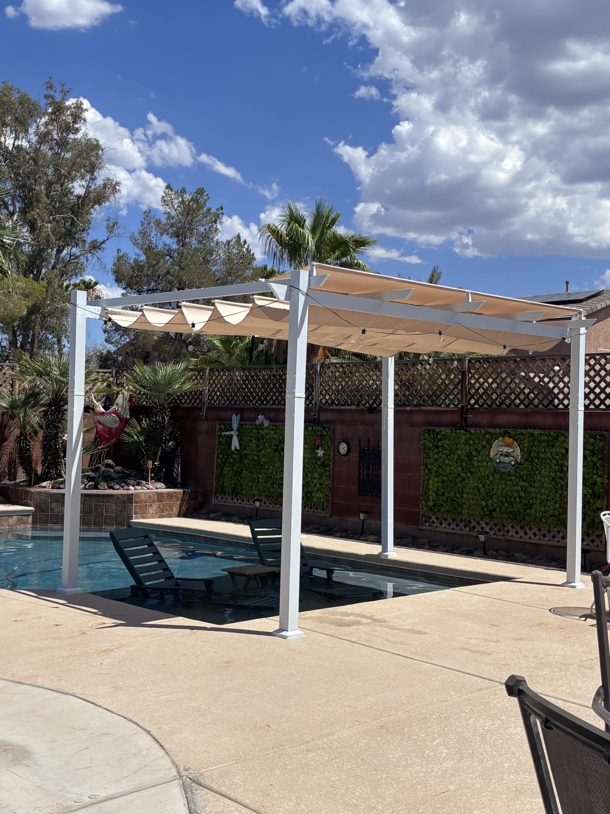 PURPLE LEAF Outdoor Pergola 10' x 13' White Pergola, Double Canopy, White customer photo 2