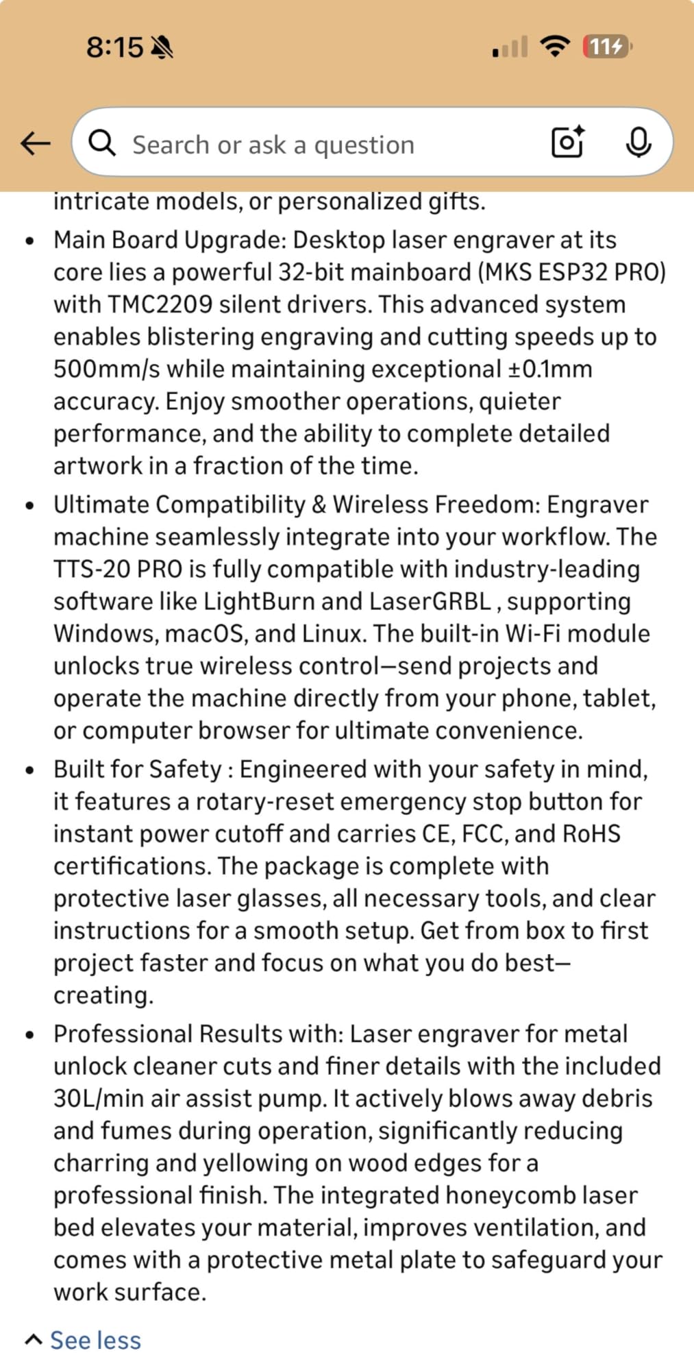 Twotrees TTS-55 Pro Laser Engraver 5500mW Laser Engraving Machine customer photo 1