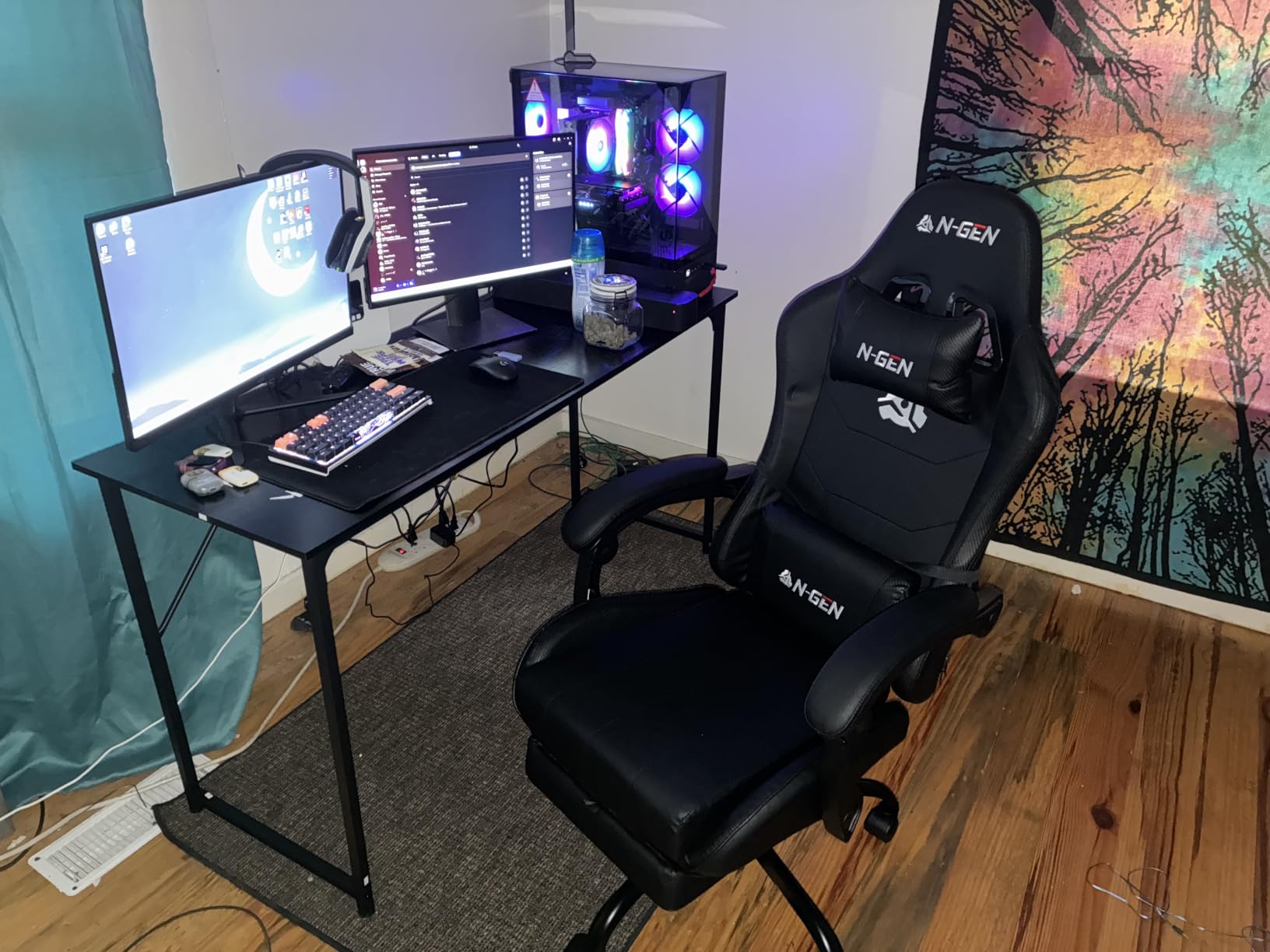 N-GEN GAMING Gaming Chair with Footrest, Lumbar, High-Back, All Black customer photo 2