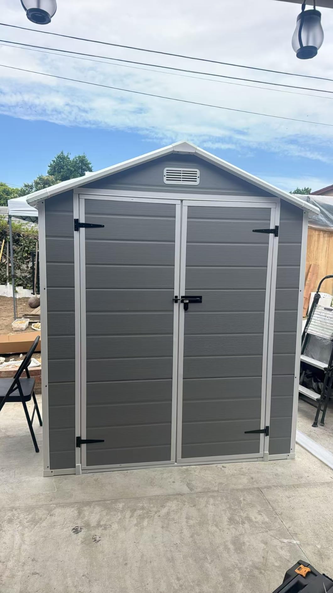 Patiowell 6x4 FT Resin Outdoor Storage Shed with Floor, Light Gray customer photo 1