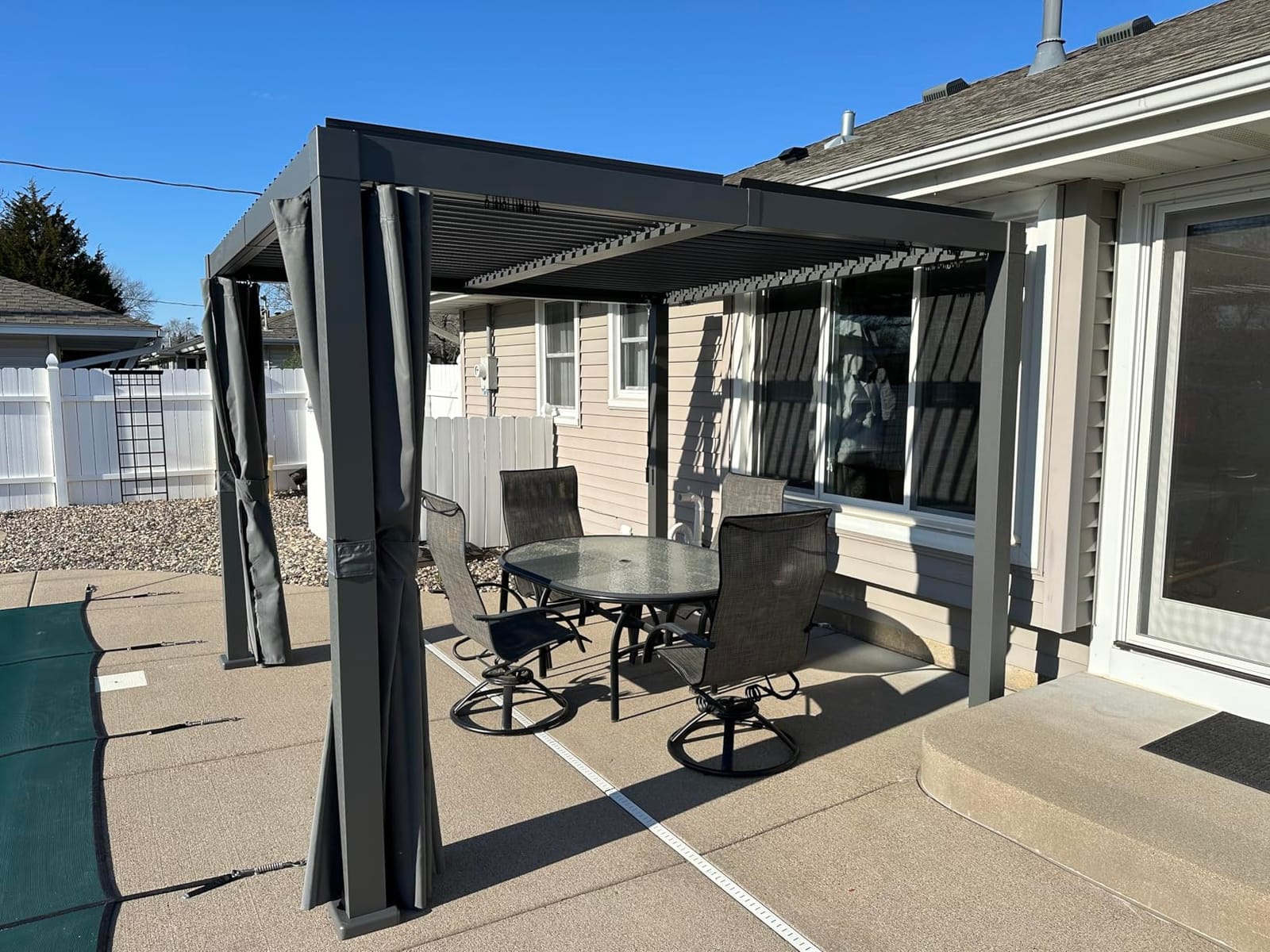 Aoxun Louvered Pergola 10x12 All-Aluminum, Waterproof Curtains and Netting customer photo 2