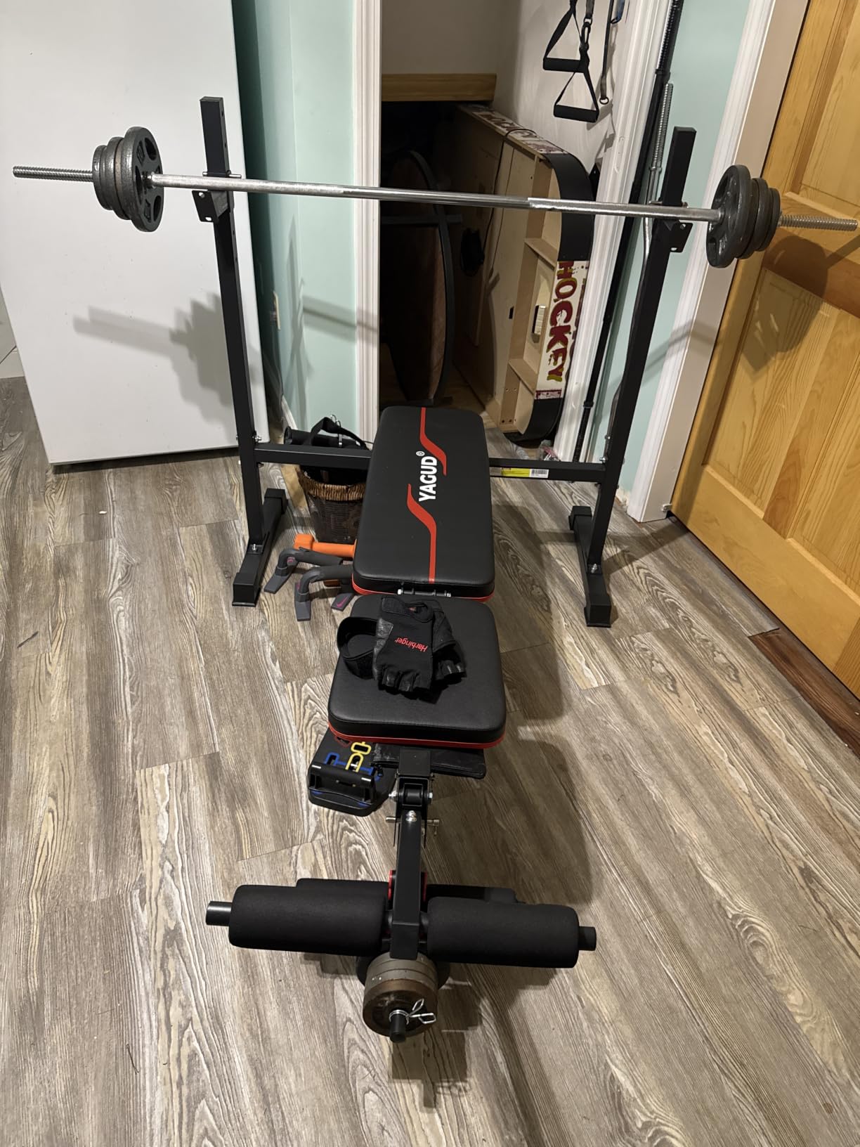 Weight Bench Set, 880LBS Adjustable Bench Press Set with Leg Extension and Barbell Rack, Safety Bar Catches, Fasting Foldable Workout Benches for Home and Gym customer photo 2