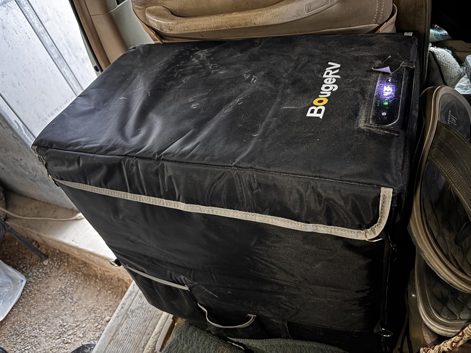 BougeRV 53 Quart Insulated Protective Cover, 12 Volt Portable Refrigerator Cover, Car Freezer Cover (Refrigerator NOT Included) customer photo 2