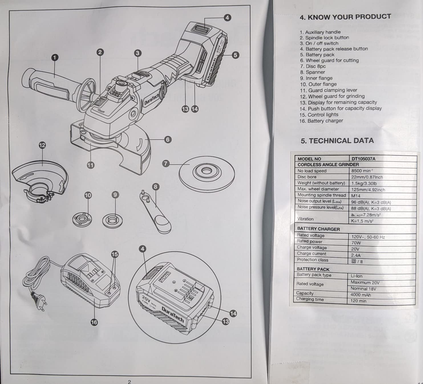 DURATECH 20V Cordless Angle Grinder Kit, 4-1/2 Inch Discs customer photo 2