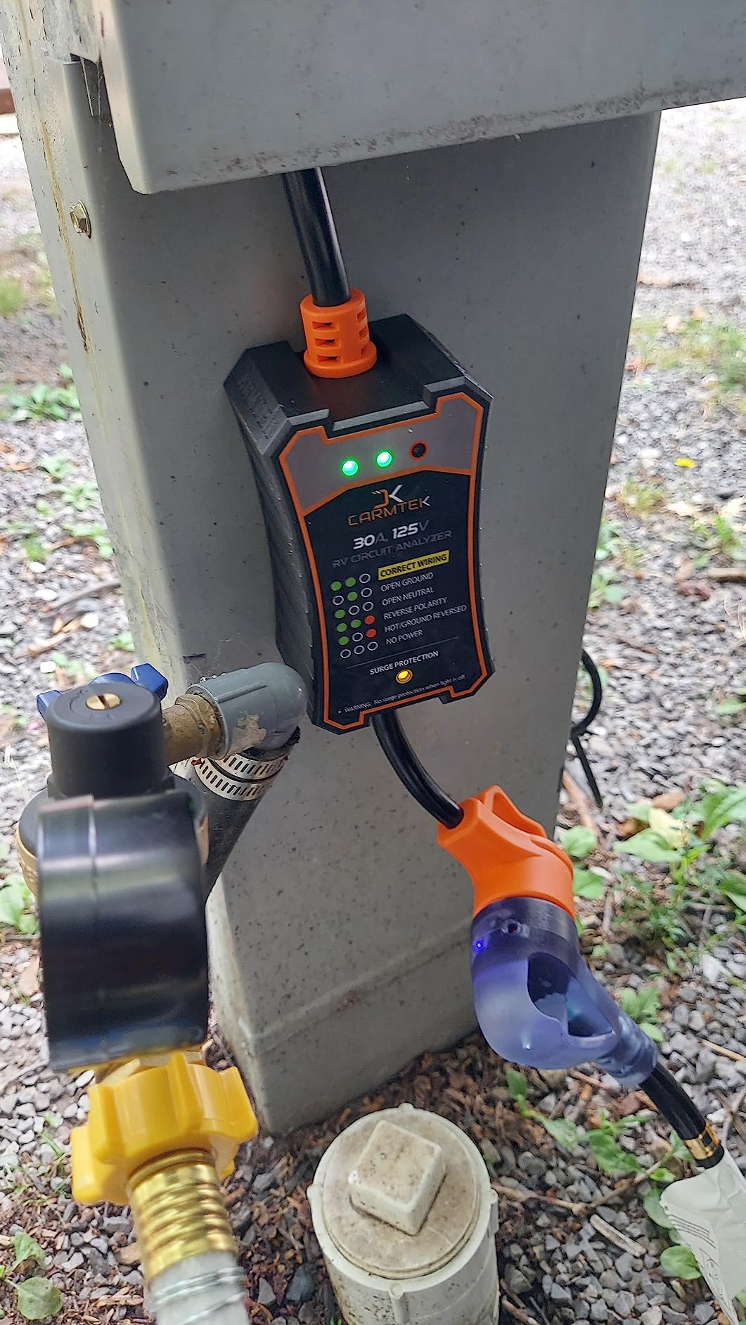 CARMTEK RV Surge Protector 50 Amp - RV Circuit Analyzer with Integrated Surge Protection - Smart 50 Amp Surge Voltage Defender with Grip Handles customer photo 1