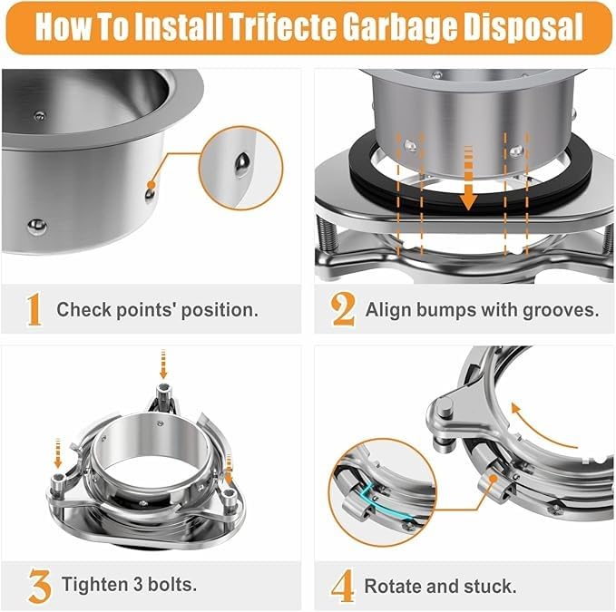 Trifecte Pro 3/4 HP Garbage Disposals with Sound Reduction,Food Waste Coutinuous Feed Garbage Disposal with Power Cord, Dishwasher Hook Up customer photo 2