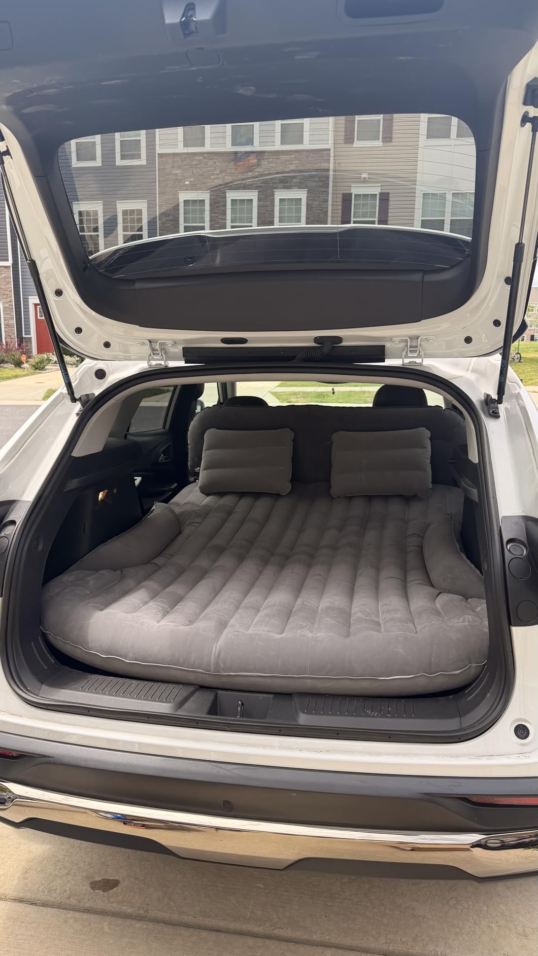 KMZ SUV Air Mattress Thickened and Double-Sided Flocking Travel Camping Bed with 2 Pillows & Electric Pump Dedicated Mobile Cushion Inflatable Bed for SUV Trunk and Rear Seat (Dark Gray) customer photo 1