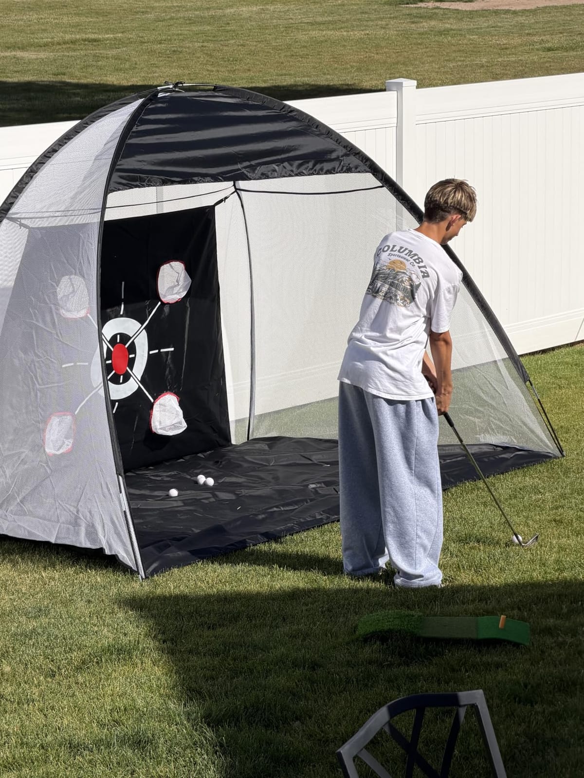 Golf Net with Practice Mat,Golf Hitting Aid Nets 10x7FT for Backyard Driving Chipping Training Swing with Target Mat Balls for Outdoor Indoor，Gifts for Men Dad Him and Golfer customer photo 2