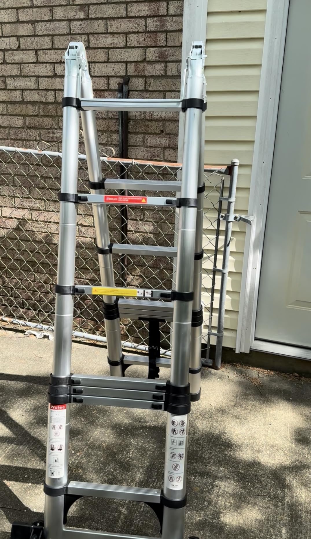 Telescoping Ladder with Hooks, 12.5 FT, 330 lbs Capacity, Silver customer photo 1